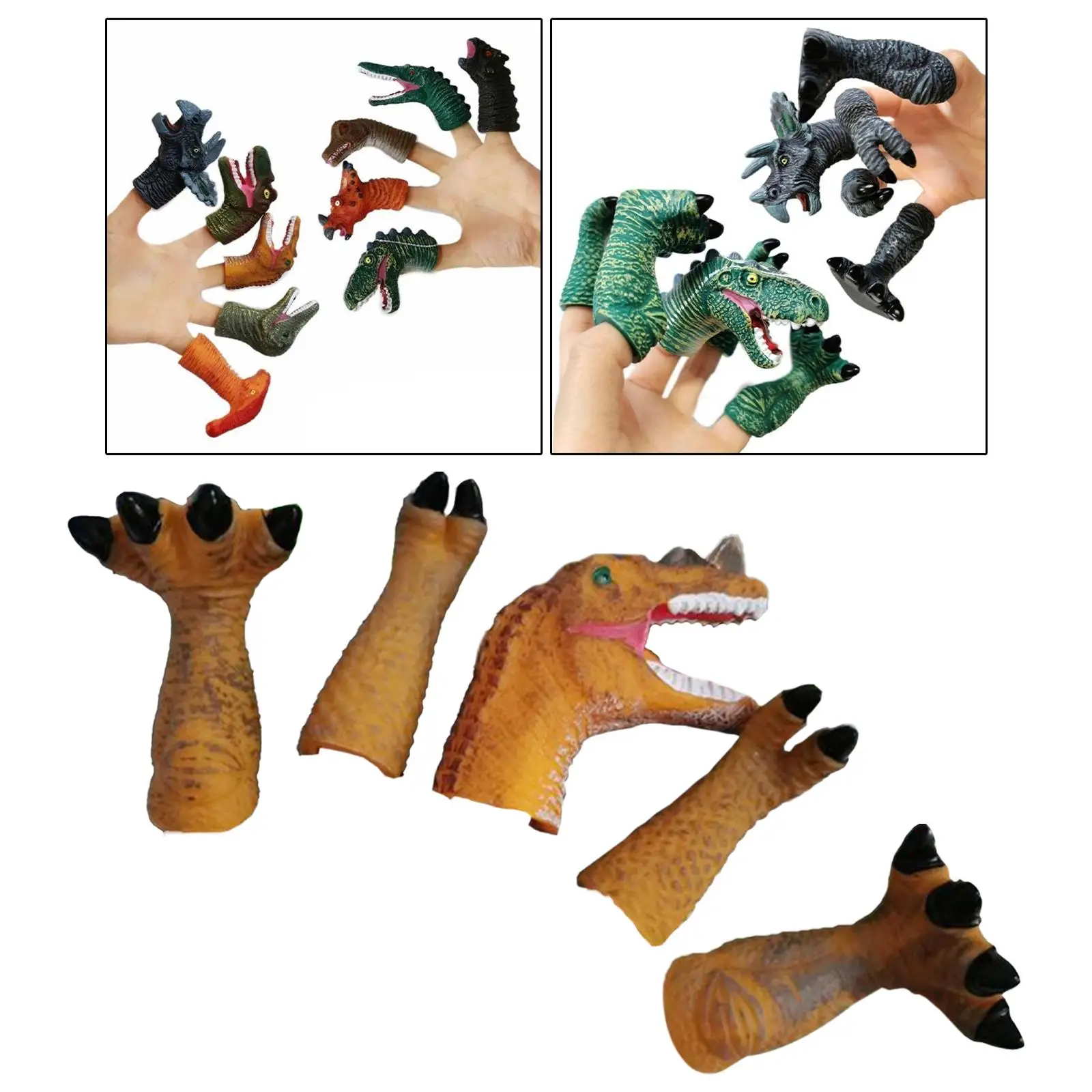 5Pcs Dinosaur Finger Puppets Toys Pinata Stocking Stuffers Realistic Soft Finger Dolls for Toddlers Kids Goodie Bag Fillers