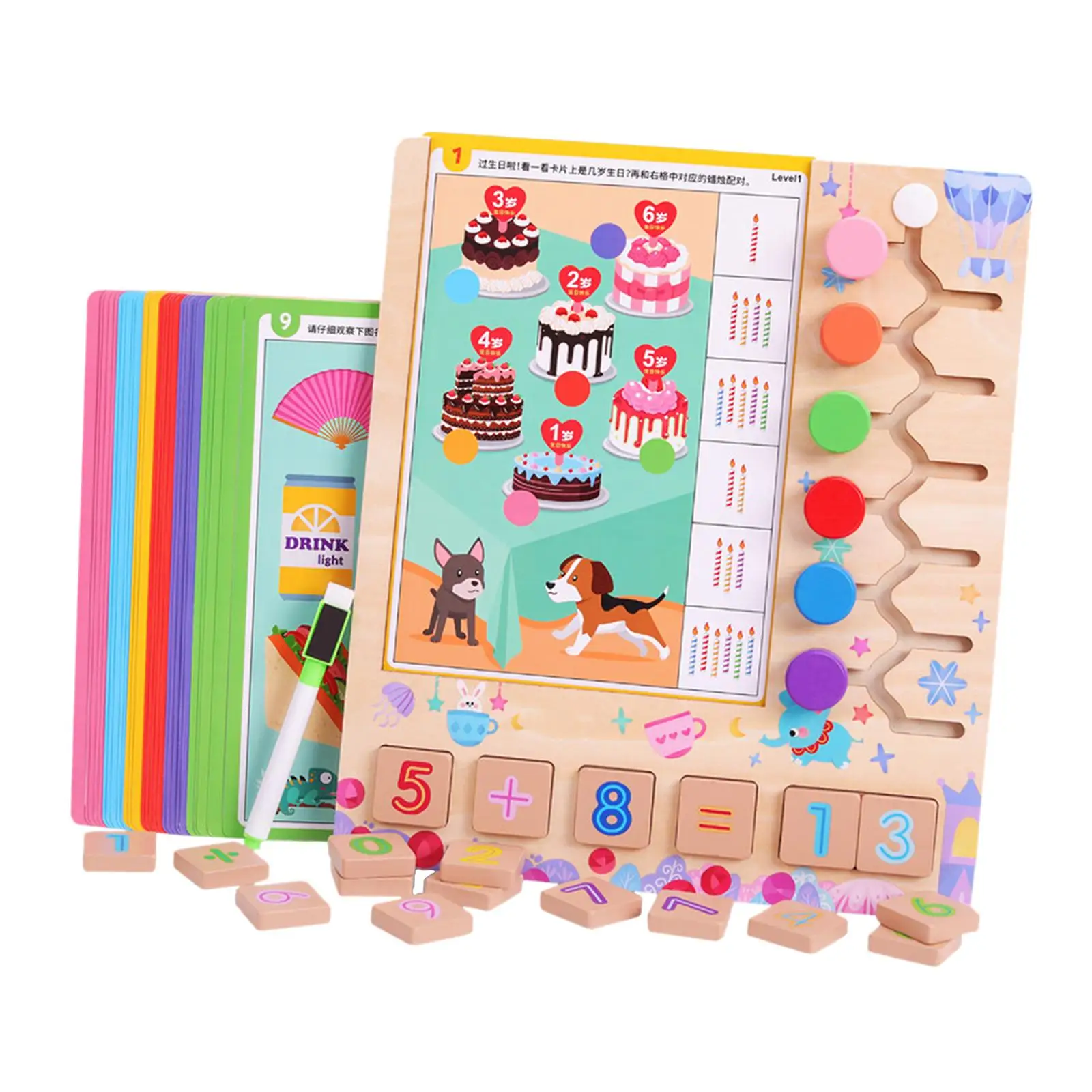 Math Counting Toy Montessori Learning Toys Slide Puzzle for Boys Girls Kids