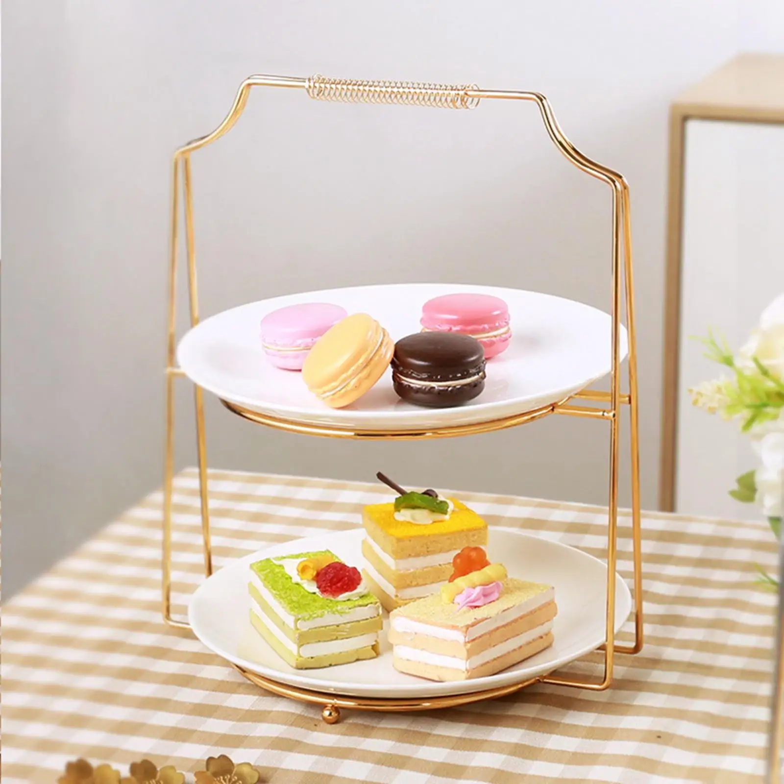 Durable 2 Tiered Cake Stand Fruit Candy Shelf for Tea Party Serving Decor