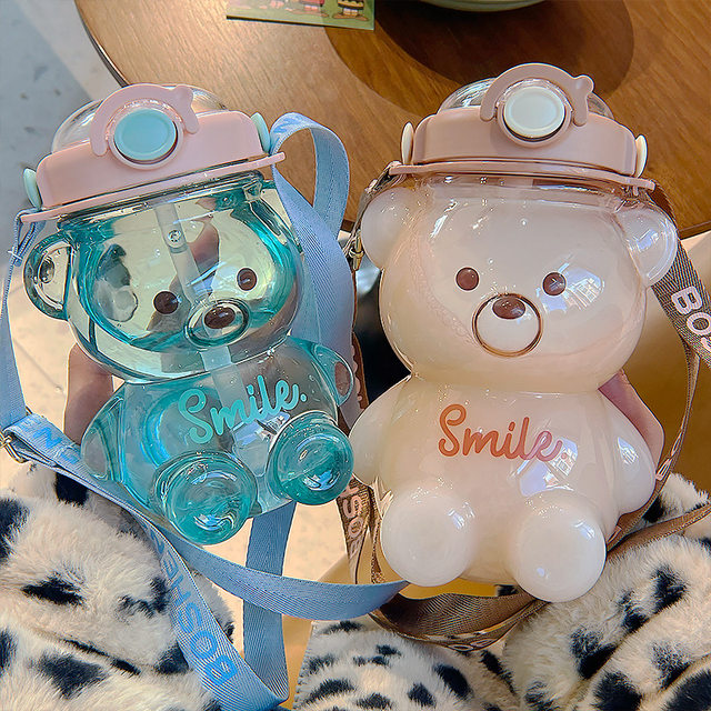 Ceramic Bear Water Cup for Men and Women, Cute Cartoon Straws