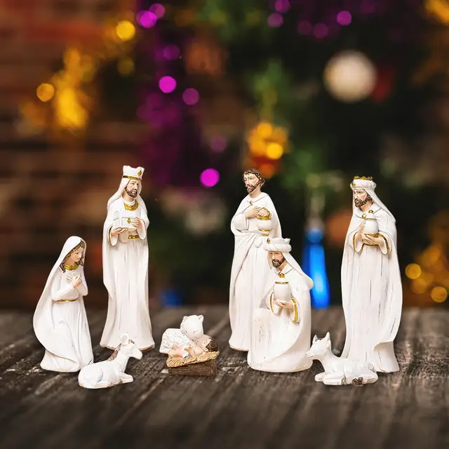 Figurines de scène de la Nativité de Noël CPull, décor chrétien