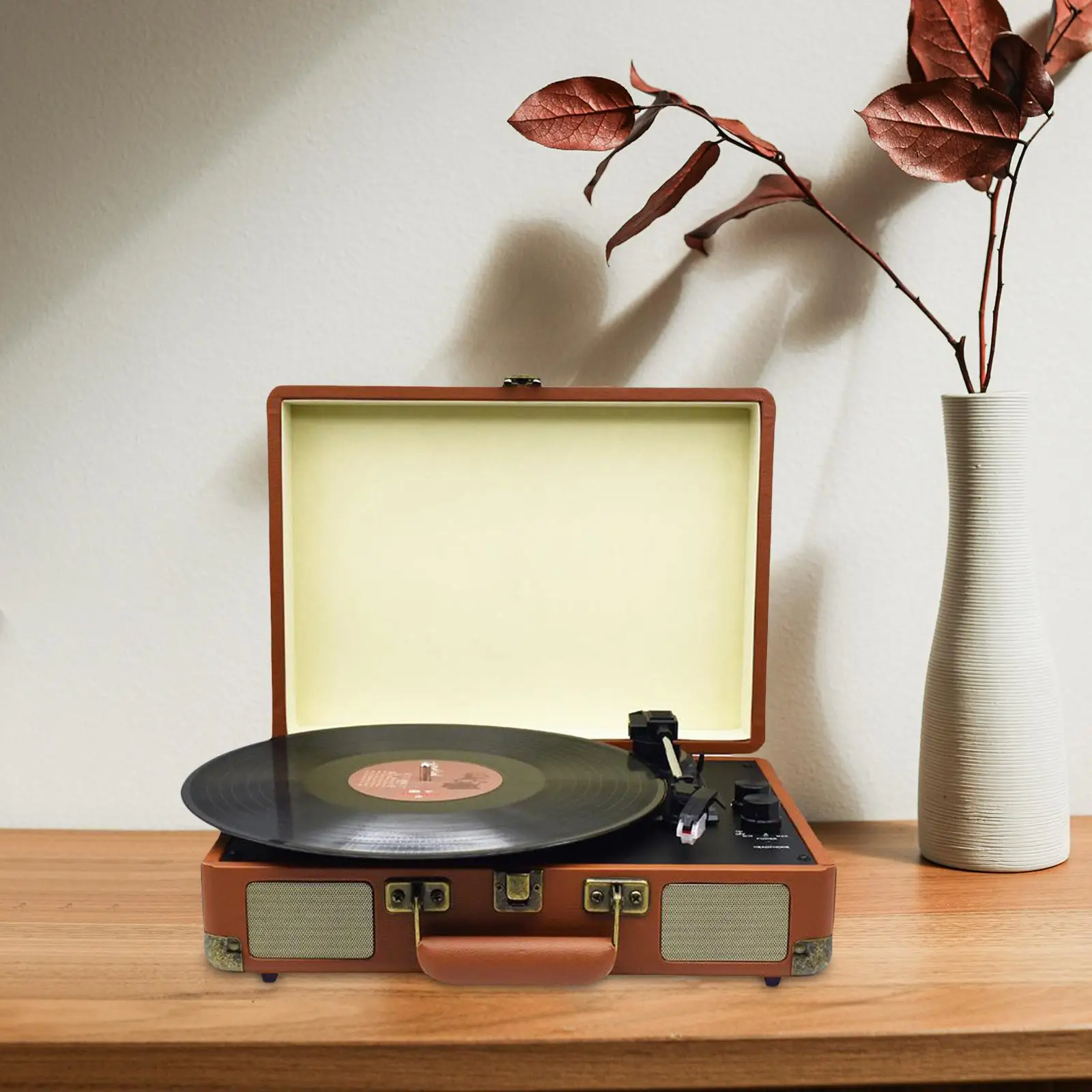 Vinyl Record Player Turntable Portable Turntable Player Phonograph CD Player Stereo Speaker for Club Office Souvenir Collection