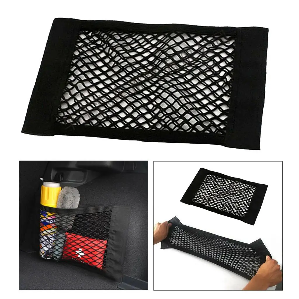 Car Trunk Cargo Organizer Bag Mesh Net Pocket, for Vehicle Truck SUV Van Snacks Tissues, Black