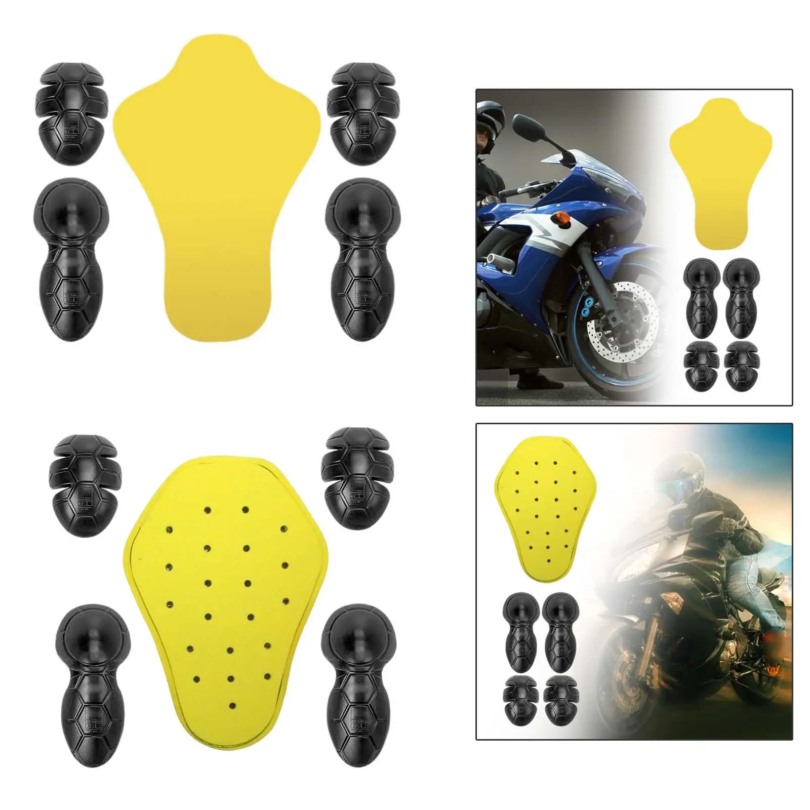 5 Pieces Removable Motorcycle Armour Set Elbow Knee Back Pad Clothing Protector for Riding Outdoor Cycling for Men Women