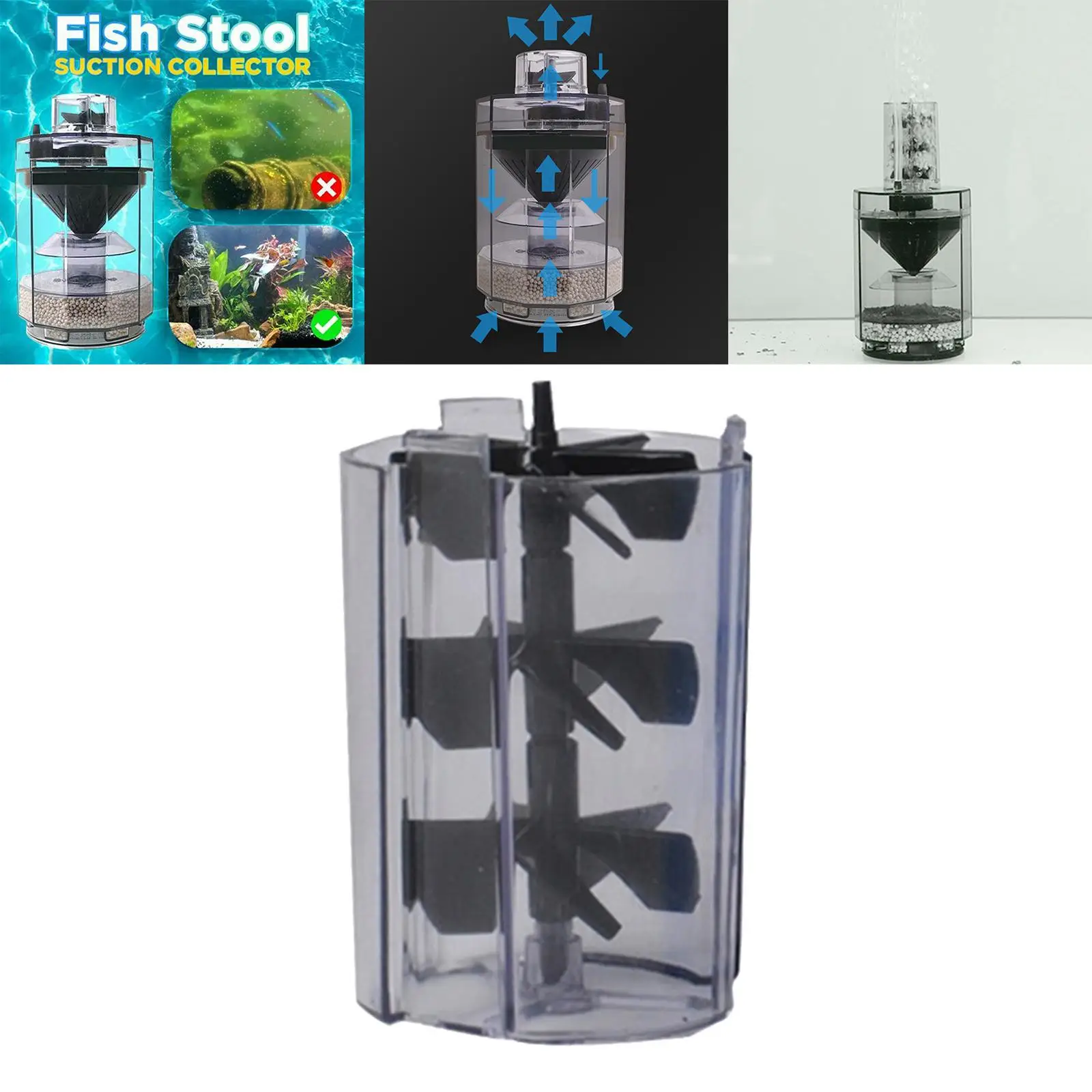 Spiral Fan for Aquarium Fish Stool Suction Collector Tank of Fish
