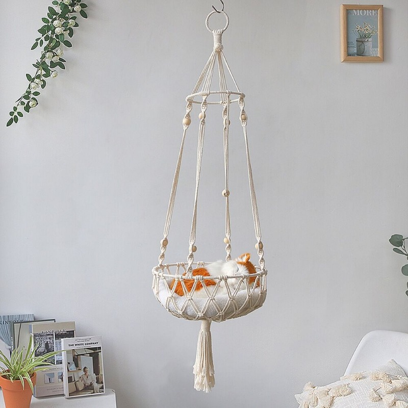 Title 4, Large Macrame Cat Hammock Macrame Hanging Swing...