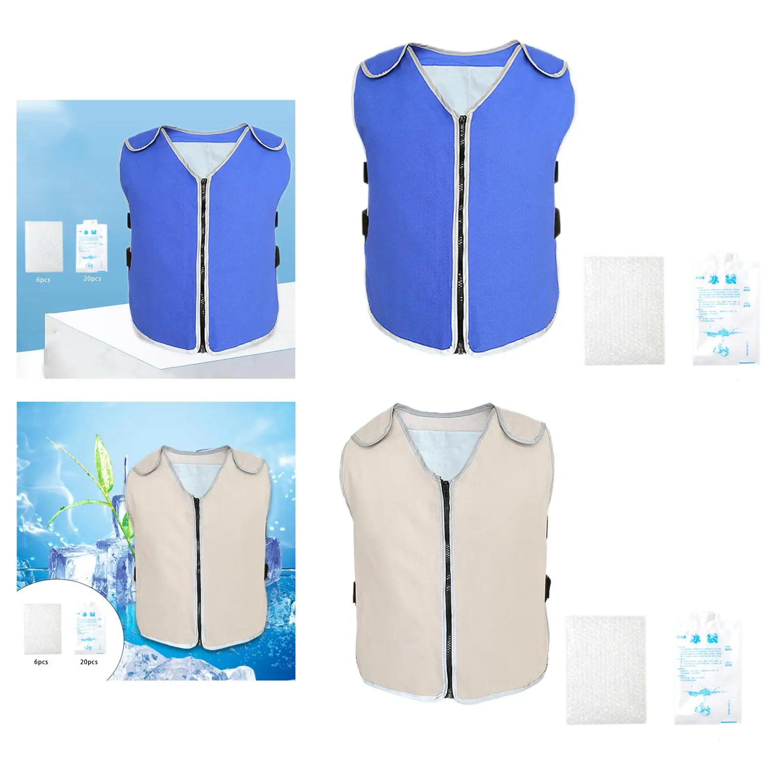 Reflective Cooling Vest Adjustable Zipper for Men Women Summer Hot Weather