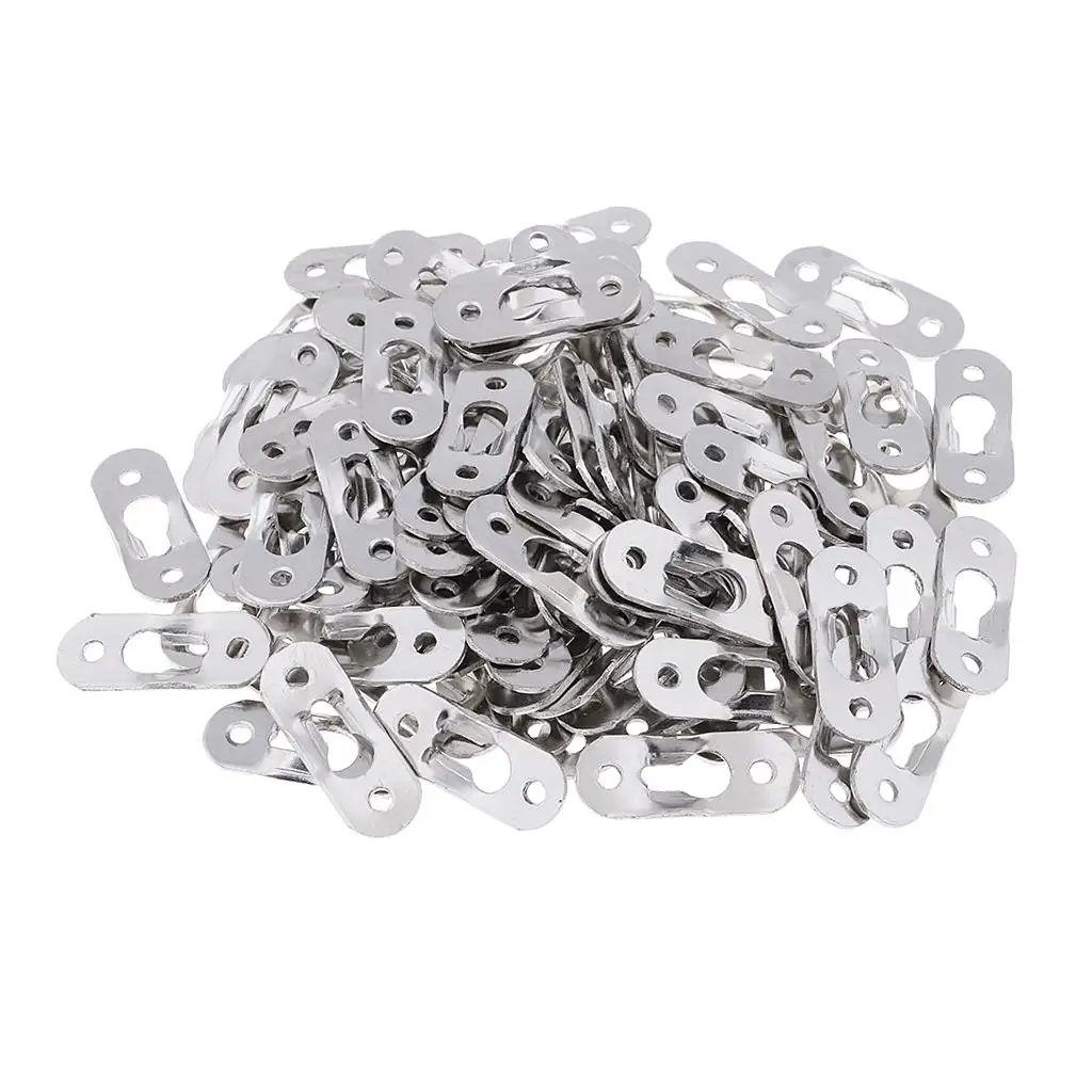 100Pcs Picture 1.45 x 5.31 inch Metal Keyhole Hanger Fasteners