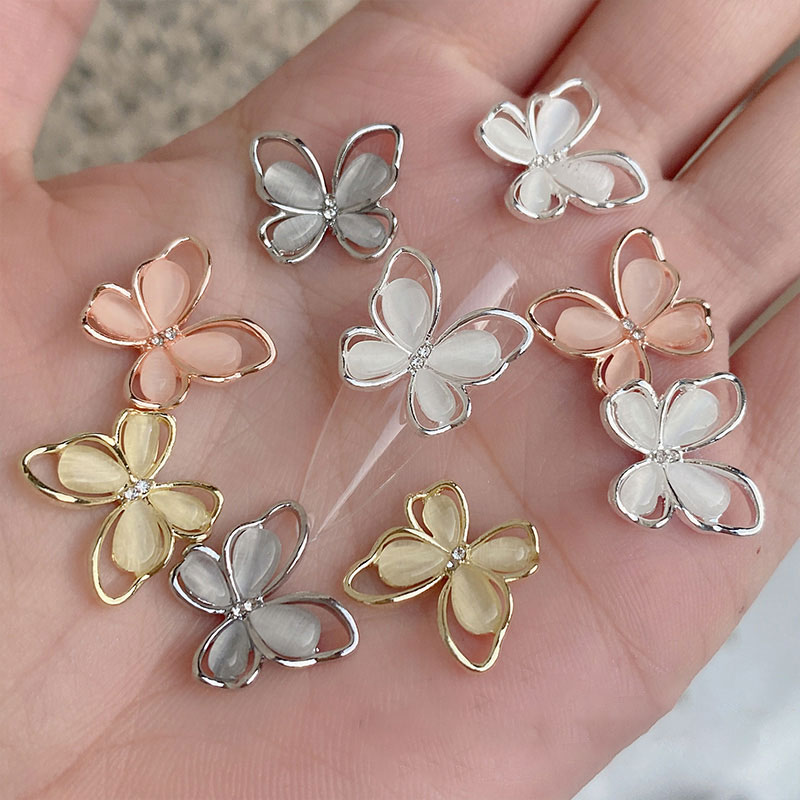 Best of 10Pcs Siver White Crystal Butterfly Nail Charms 3D Hollow Cat's Eye Alloy Zircon Nail Gems Luxury Diamond Butterfly Nail Charms Reviews & Tips