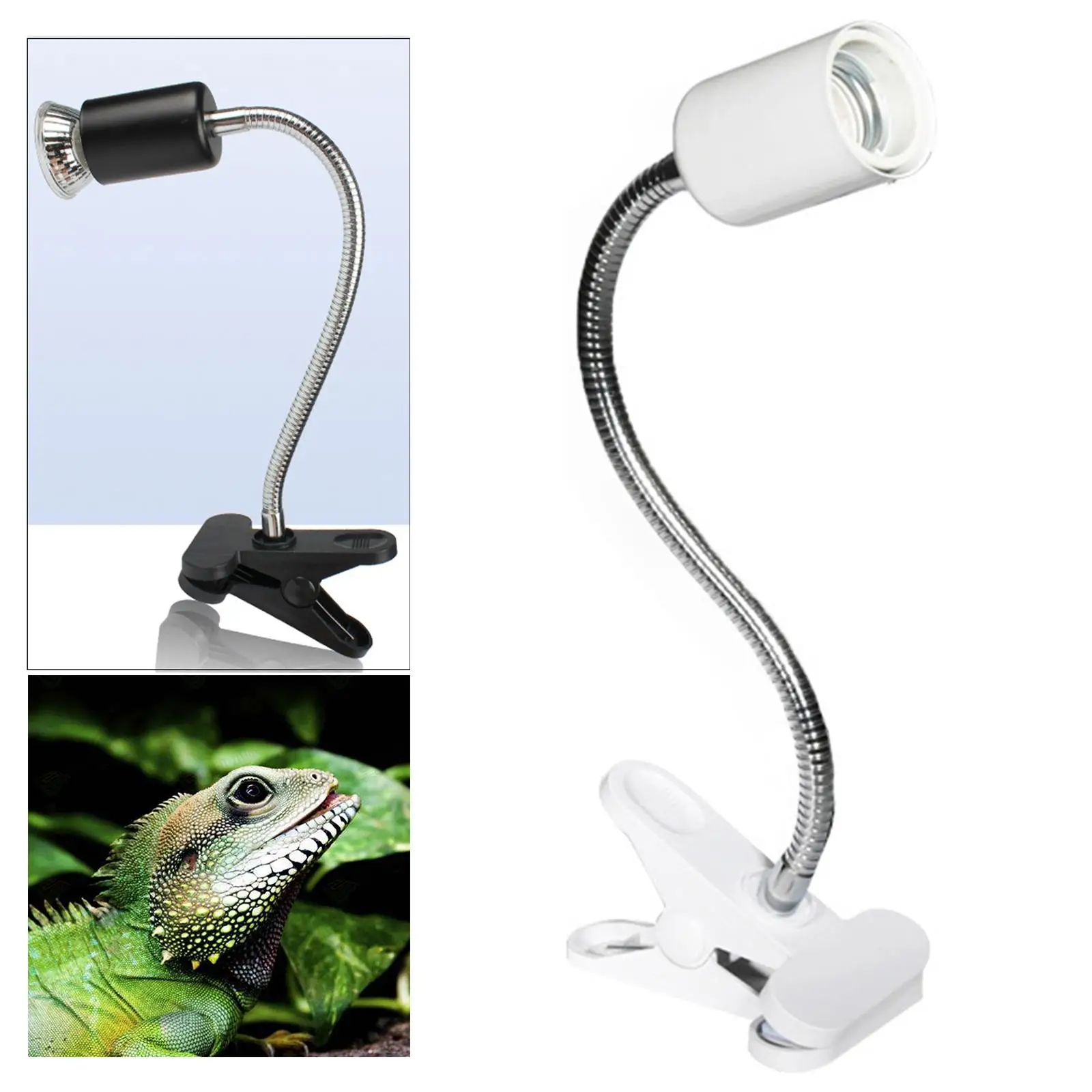 Reptile Heating Light Holder with Clamp UVA/Uvb Lights Flexible with Switch Kit for Amphibian & Aquarium Snakes Tortoise Lizard