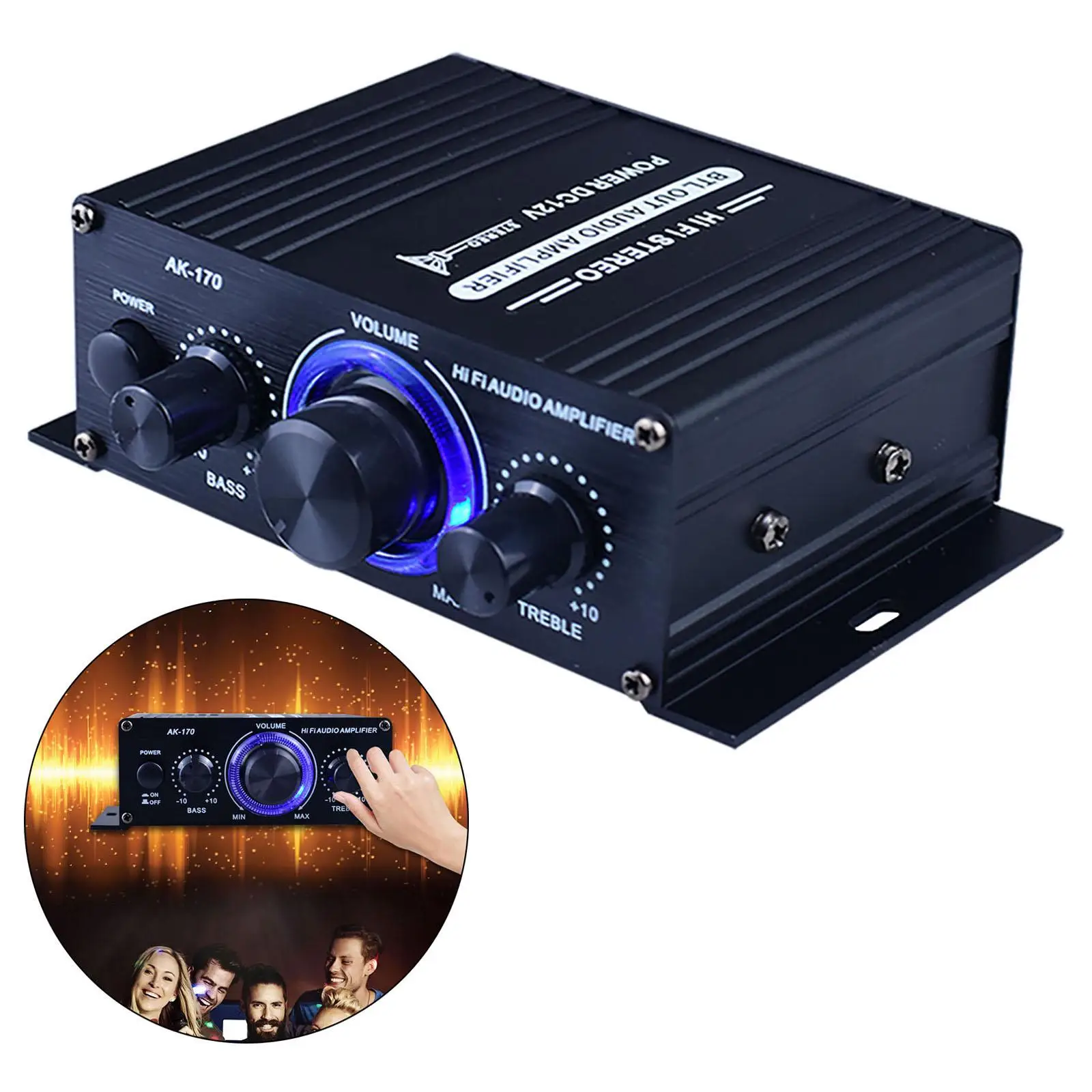 HiFi Audio Power Amplifier 20W+20W Stereo Receiver Amp for Home Audio System