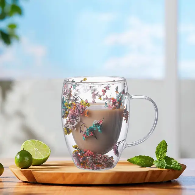 Double Wall Glass Coffee Tea Cups Heat Resistant Double Wall Coffee Mugs  Transparent Lemon Mug Water Drink Cup - AliExpress
