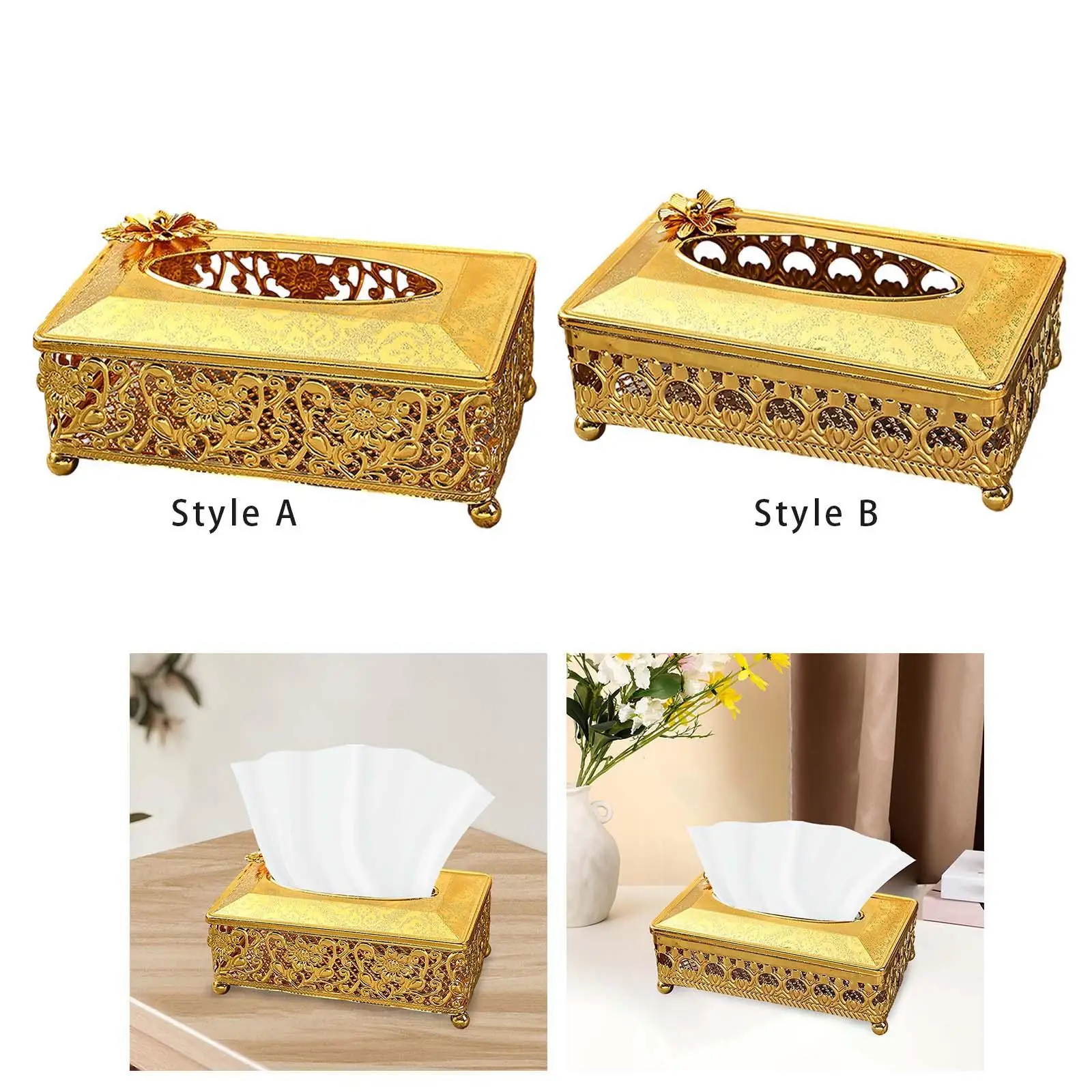 Tissue Box Cover Luxury Paper Facial Tissue Box Cover 6.69x3.94x2.36inch for Dressers Desks and Tables Kitchen Vanity Office