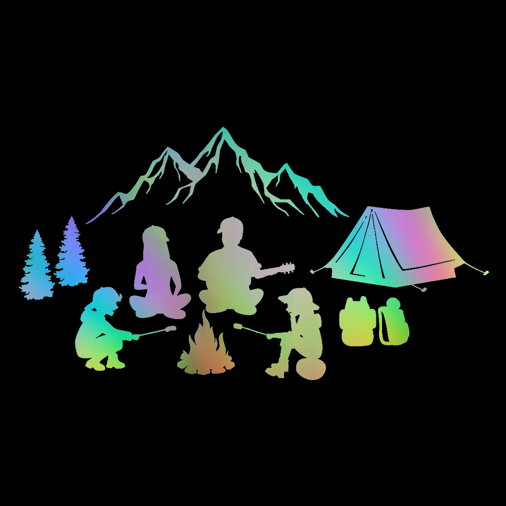Autoaufkleber Outdoor Lagerfeuer Familie Camping Muster VINYL AUFKLEBER Zubehör Niedlich, Persönlichkeit, Produkte Dekoration Aufkleber PVC – Detail 4
