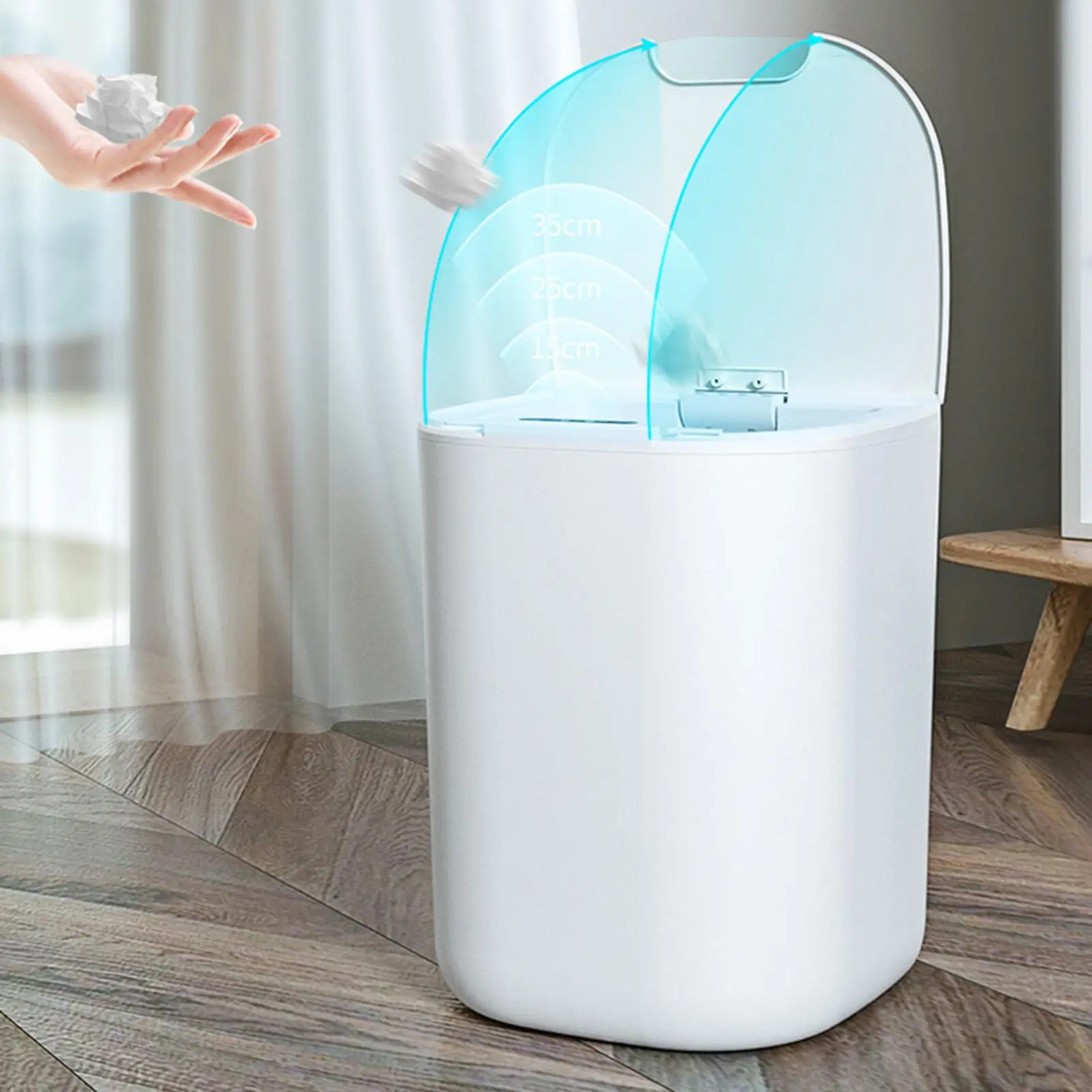 Smart Induction Trash can Large Capacity Trash Can with Lid Rubbish Bin Electric Bin for Office Living Room Bedroom