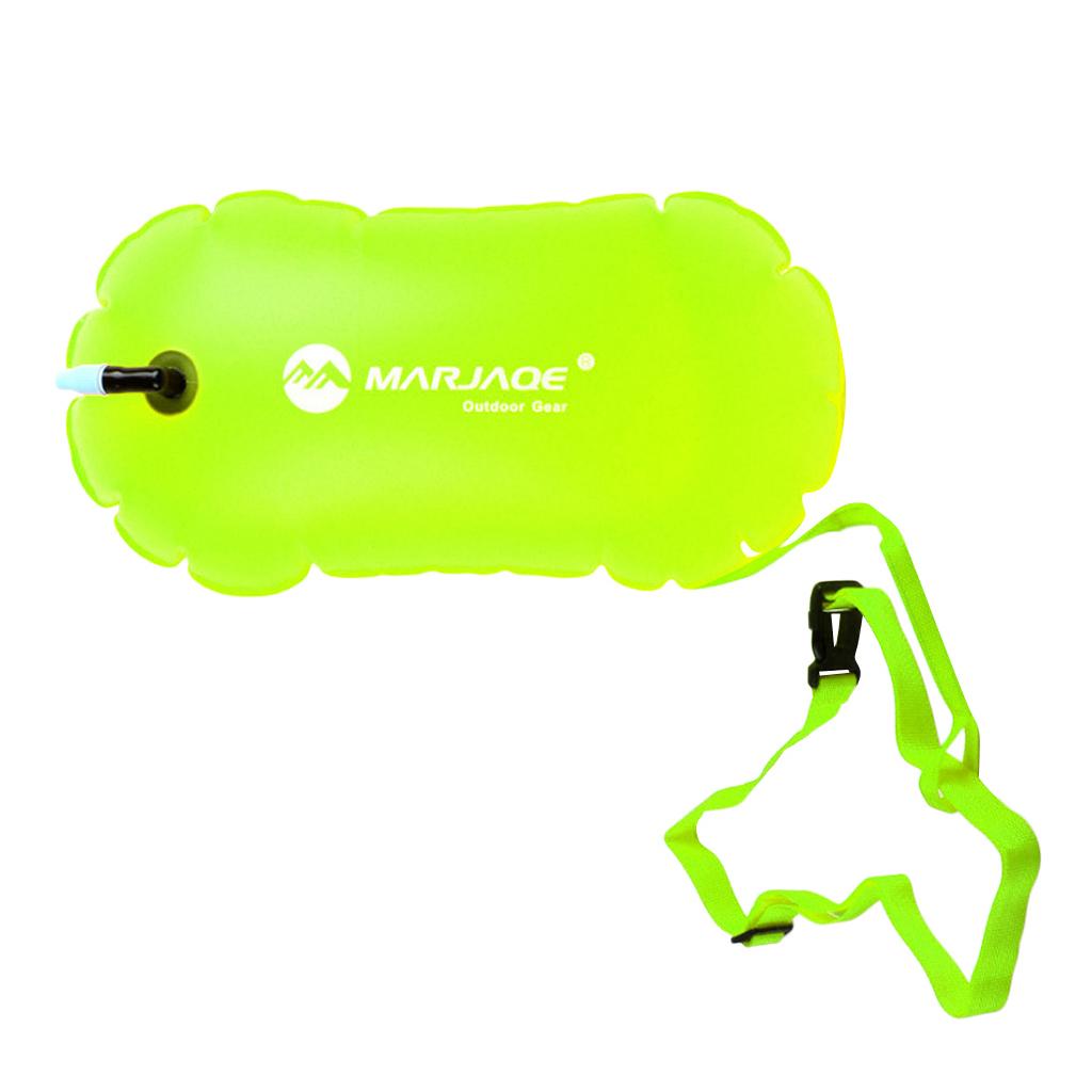 High Visibility Fluo Yellow Swim Bubble Swimming Tow Float Safety Buoy For Open Water Swimmers/Kayakers/Snorkelers/Triathletes