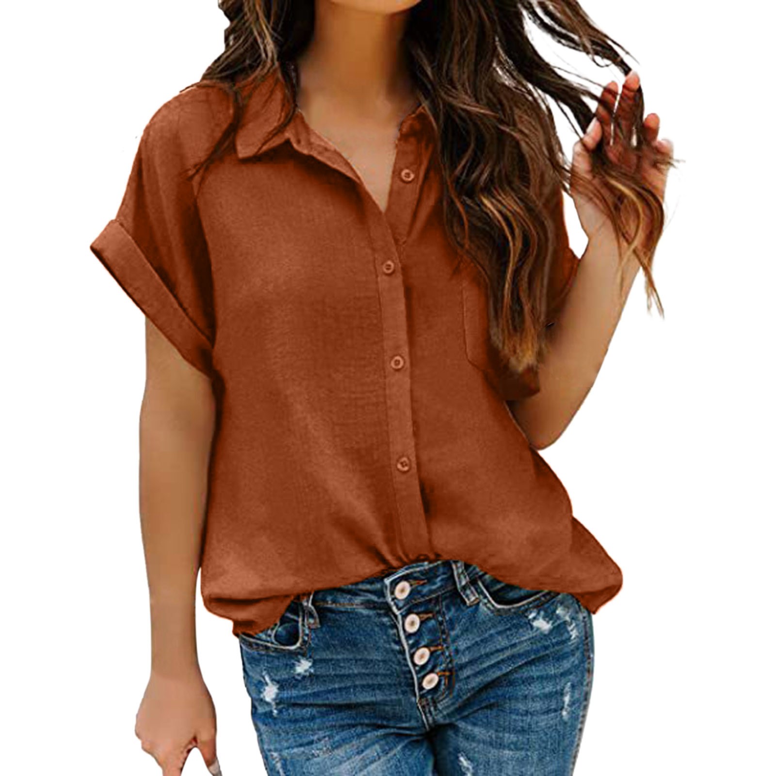 Title 9, Shirt For Women Fashion 2023 V Neck Solid Butto...