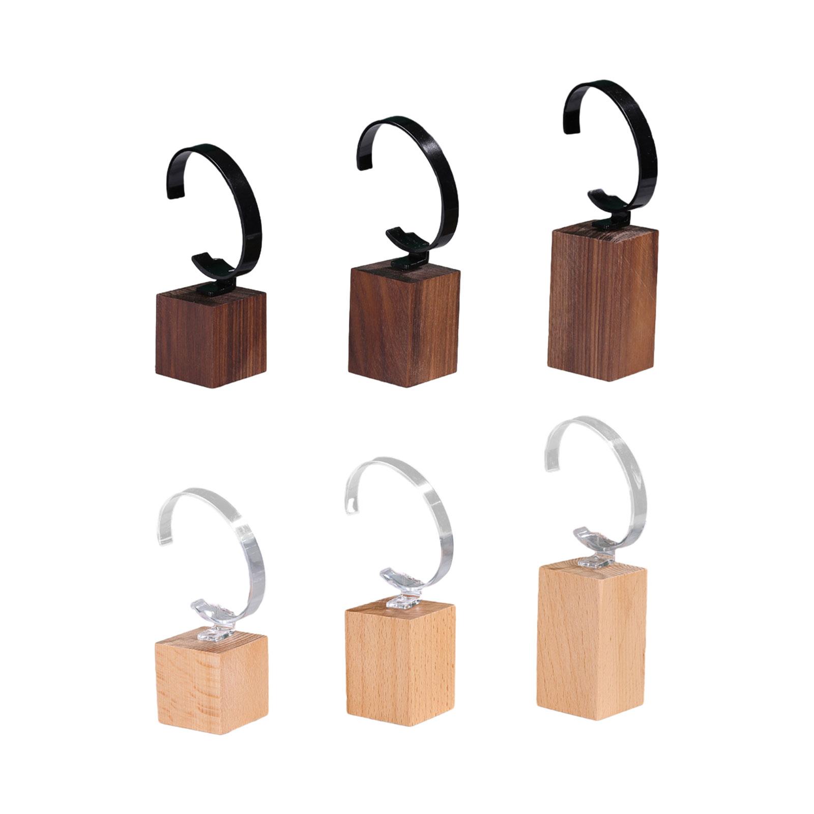 Watch Display Stand Elegant Wooden Base C Shape Scratchproof Wristwatch Holder for Showcase Countertop Retail Sales Shop