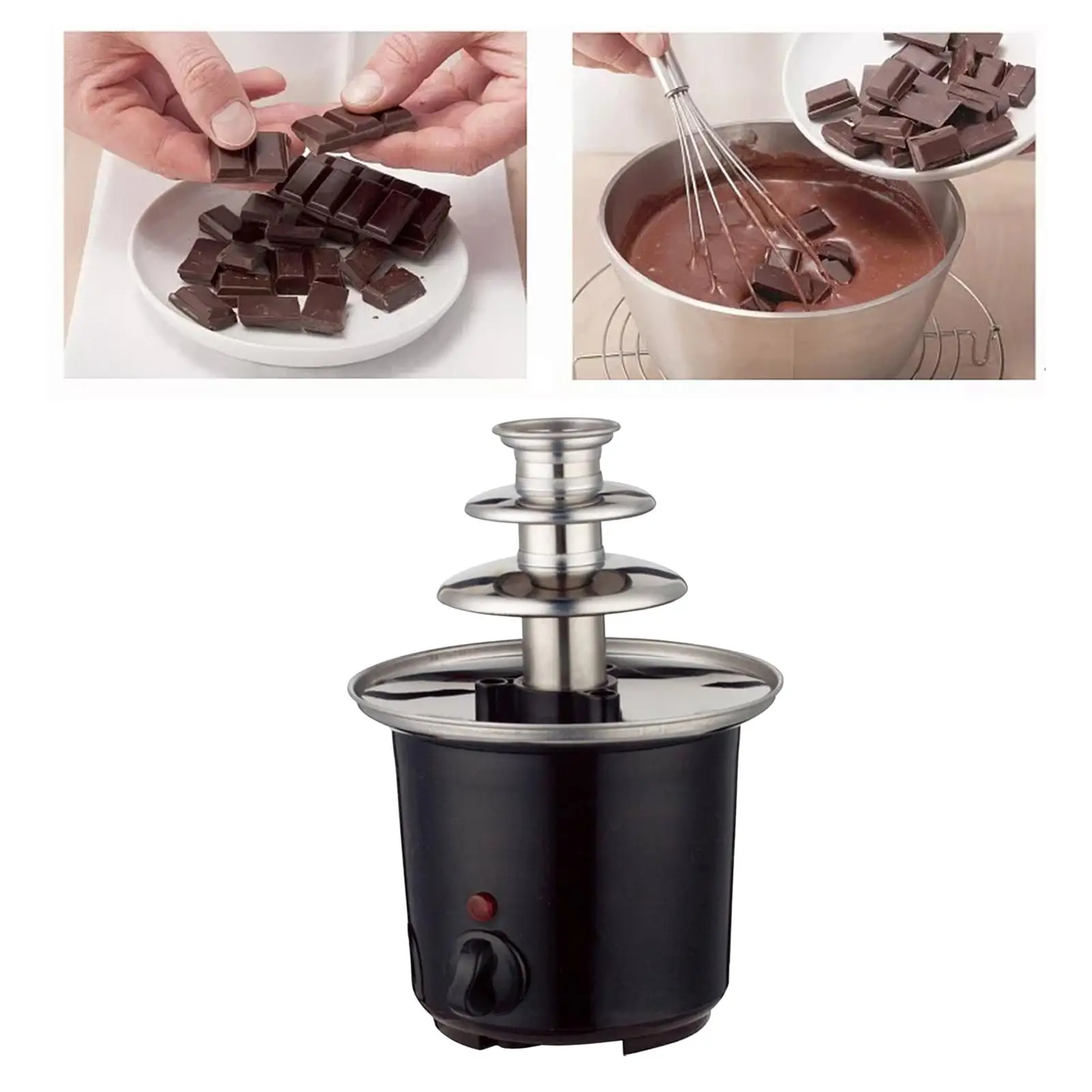 Mini Chocolate Fountain DIY Chocolate Melting with Heating Fondue Chocolate Waterfall Hotpot Machine