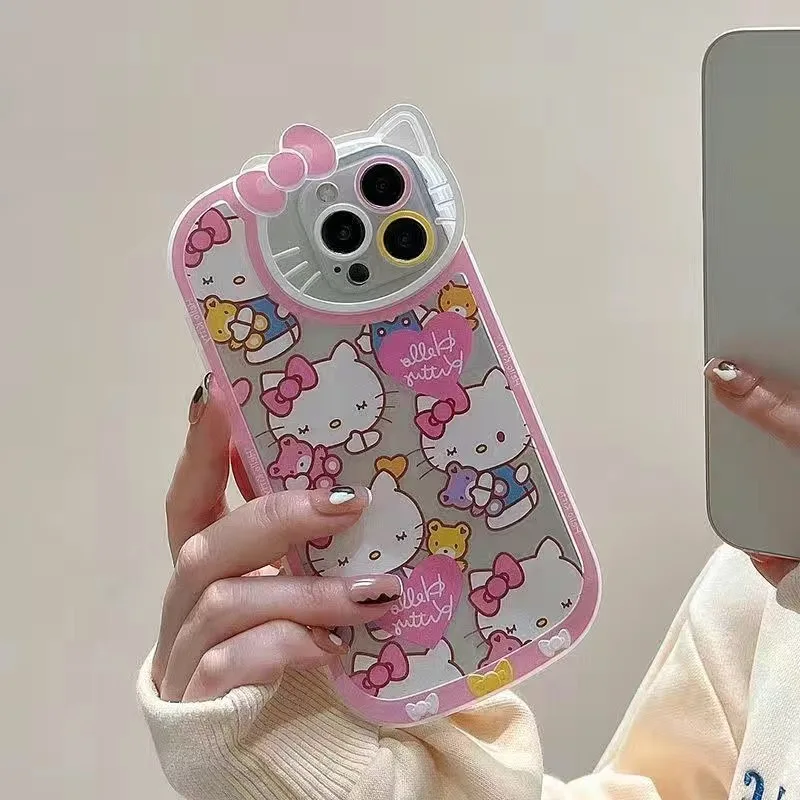 apple 13 pro max case Cute Cartoon Sanrio Hello Kitty Leather Cortex Phone Case For Iphone 11 12 13 Pro Max X Xs Xr Shockproof Cover iphone 13 pro max case leather