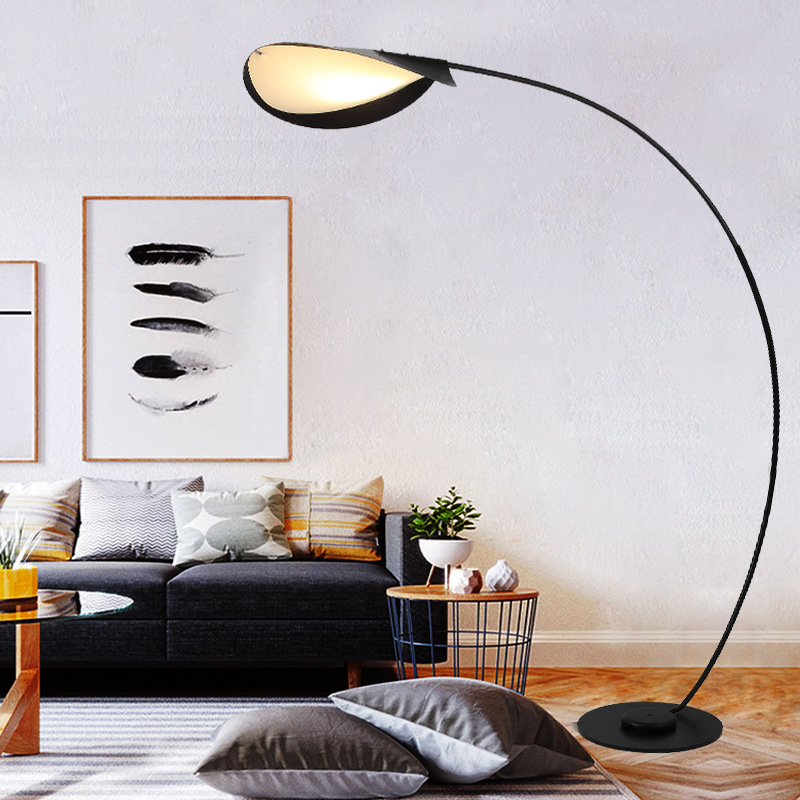 Nordic Black Parabolic LED Floor Lamp Bedroom Bedside Study Reading Light Creative Living Room Decoration Atmosphere Lighting