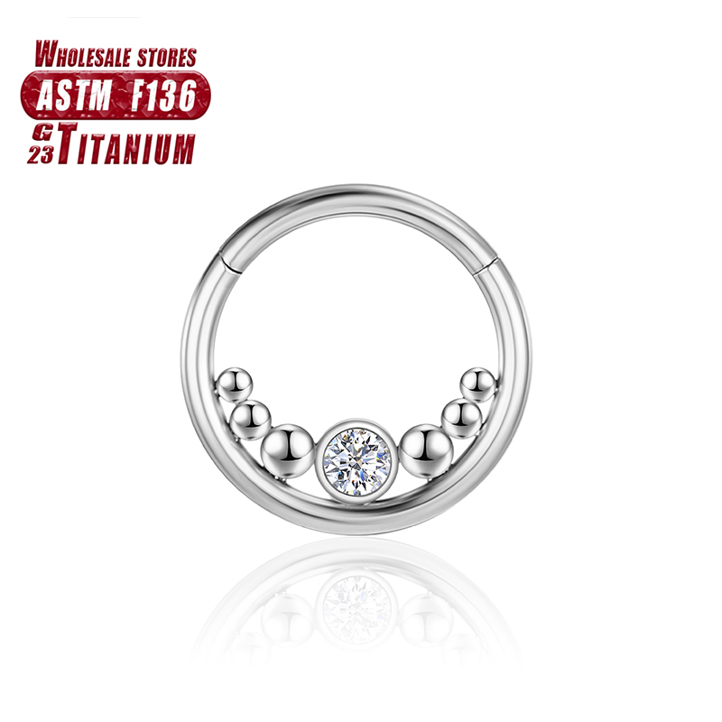 F136 Titan Septum Zirkon Clicker Nasenring Creolen Tragus Industrie Piercing Klapp Segment Knorpel Frauen Schmuck – Detail 3