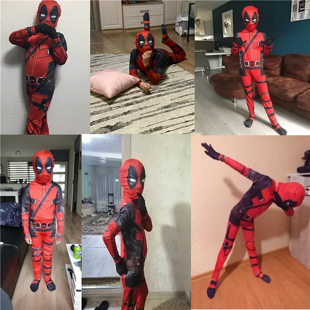 Superhero Costume Deadpool Tights Boys Holiday Jumpsuit Set Halloween  Cosplay Clothing Weapons Toys Holiday Party - AliExpress