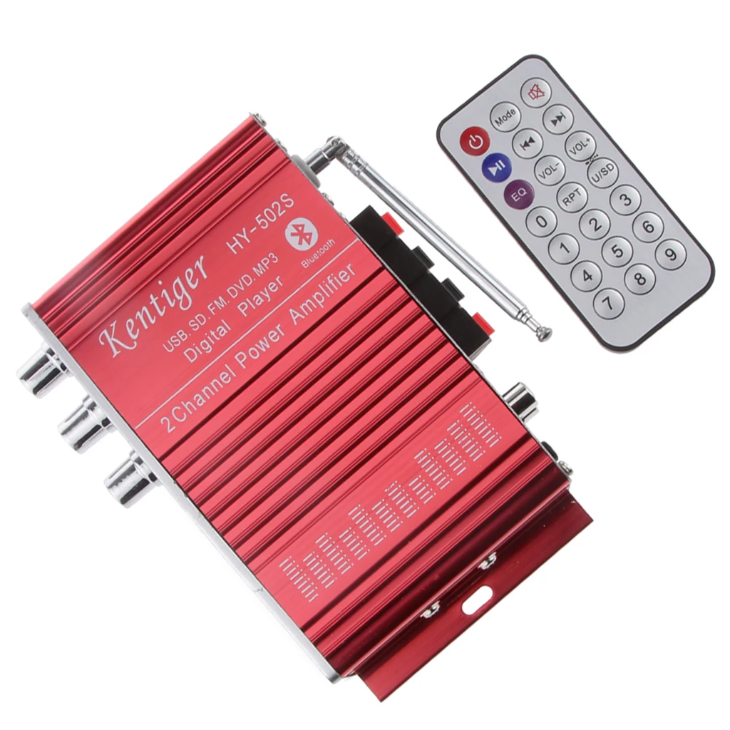 Red Mini Bluetooth Stereo Audio AMP FM/MP3/SD/USB/for Motorcycle Home