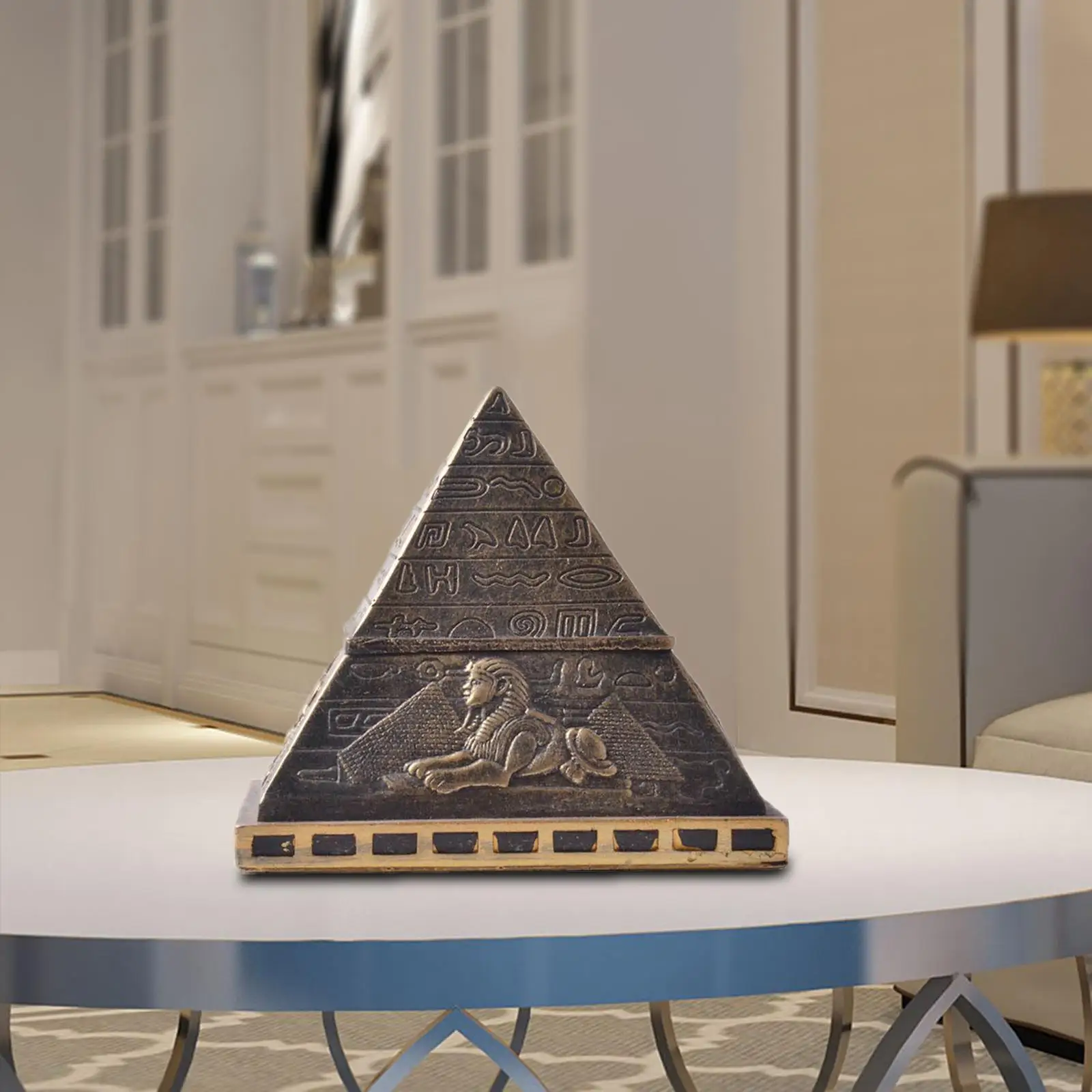  Pyramid Statue Trinket Container Srage Feng Shui Figurines Architecture Deskp Office Souvenir Jewelry Box Ornament