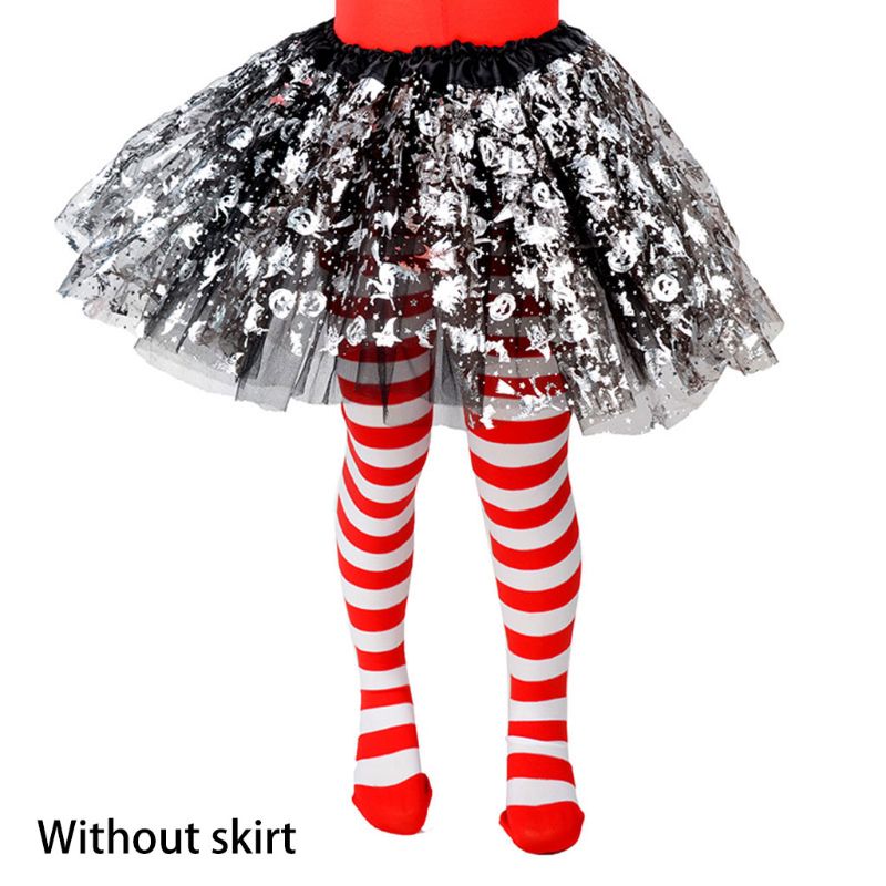 Mädchen Halloween Strumpfhosen Strümpfe Cartoon Spinnennetz Skelett gestreifte Strumpfhose – Detail 3