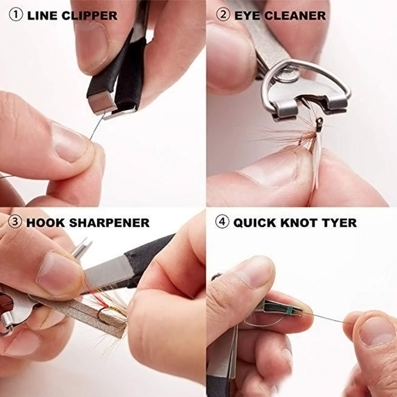 DNDYUJU 4-in-1 Fast Tie Nail Knotter Line Cutter Clipper Nipper Hook Sharpener Angelgerät Hochwertige Quick Knot Tools – Detail 5