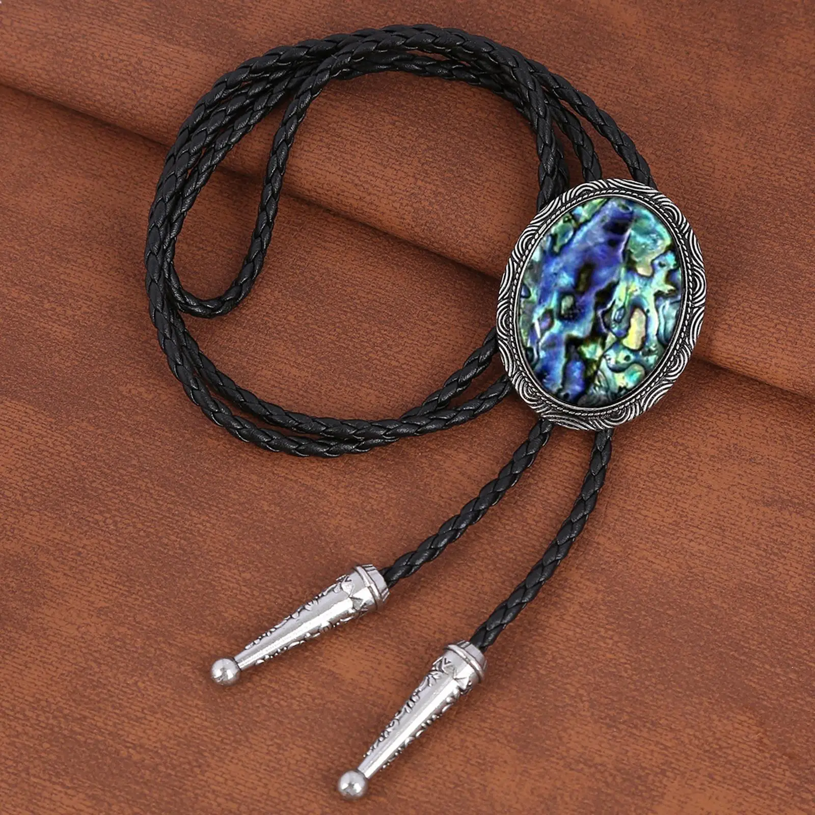 Retro Bolo Tie Unique Pendant Handmade PU Leather Cowboy Necktie for fashion Show Christmas Anniversaries Wedding