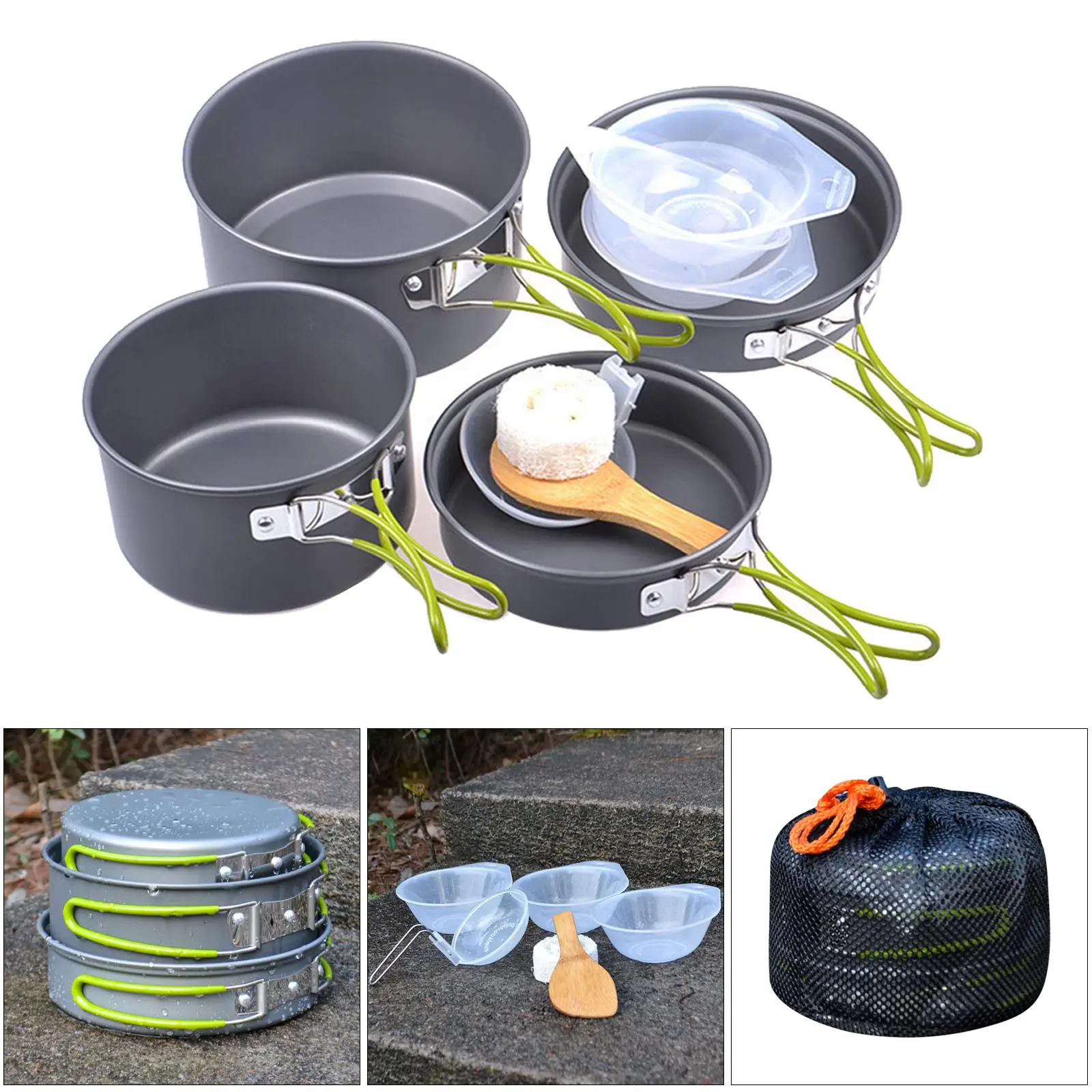 11in1 Portable Outdoor Camping Cookware Kit Hiking Lightweight Aluminium Cooking Spoon Set Backpacking Gear