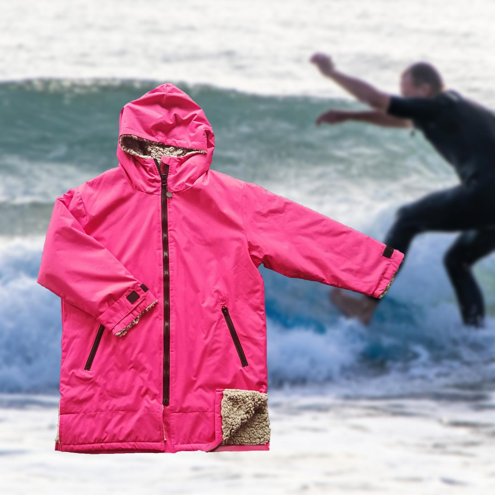 Surf Swim Parka Poncho Coat Jacket with Inner Pocket Suit Bathrobe Anorak Thermal Kids Changing Robe for Outdoor Sports Beach