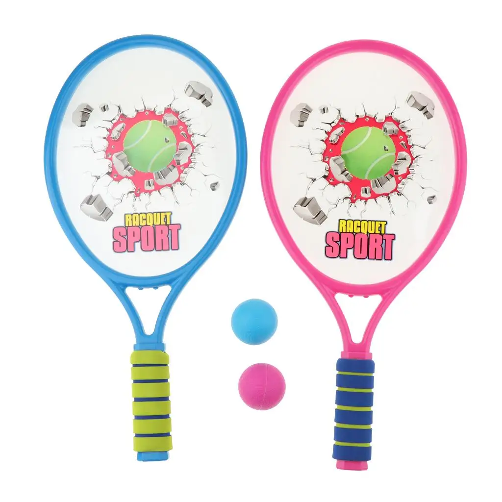 Funny Outdoor Indoor Sports Tennis Rackets with Two Colorful Balls