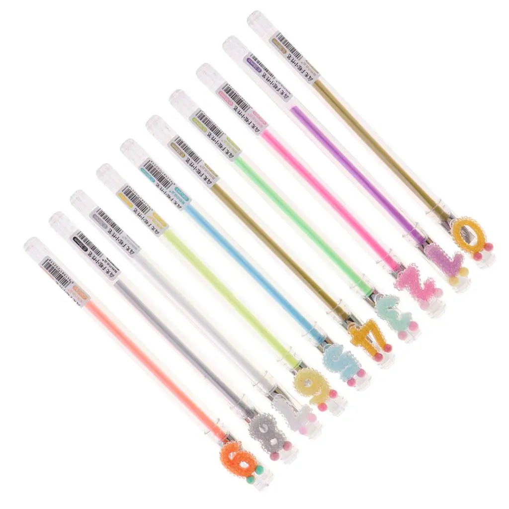 10 Unique Colors Gel Pens Gel Pen Set For Kids Adult Coloring Books Art Fluorescent Marker Highlighter Markers for Girls Gifts