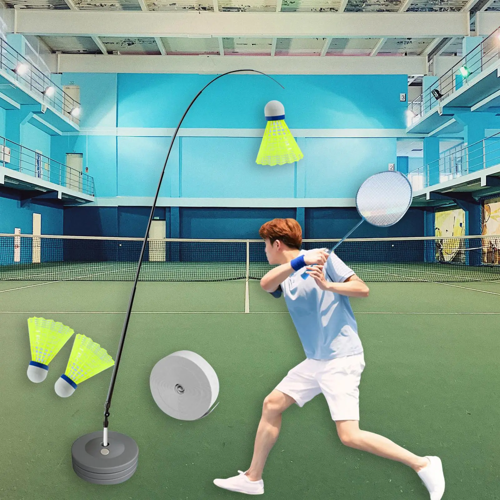 Self Practice Trainer Aid Adjustable Auto Rebounding Badminton Racket Tool
