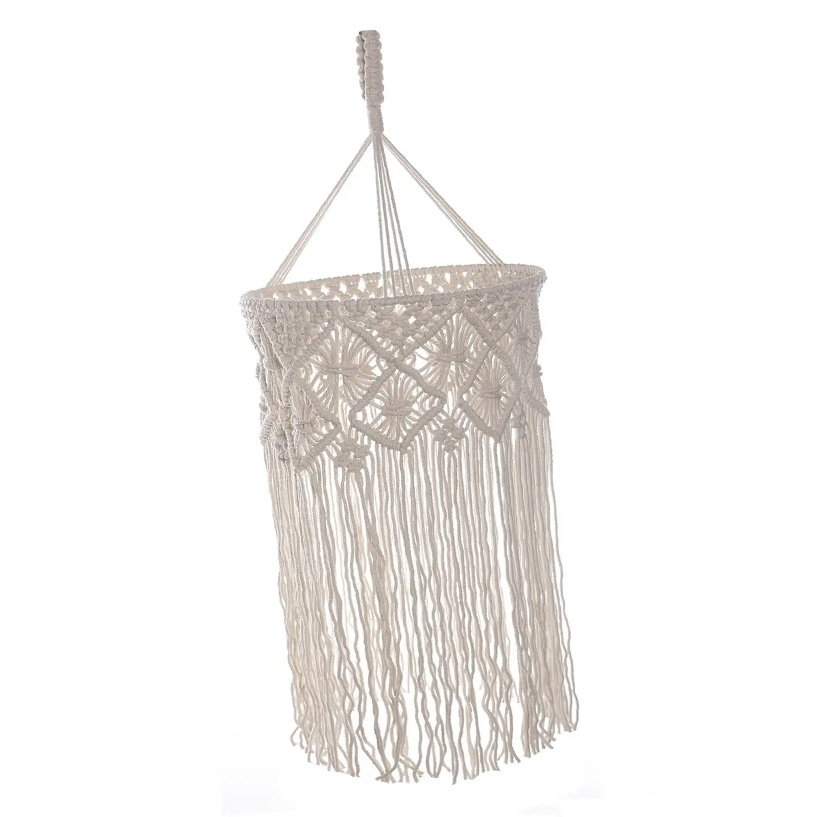 Handwoven Light Shade Pendant Light Cover Macrame Hanging Lamp Shade Boho Lampshade for Hotel Cafe Teahouse Office Dorm Room