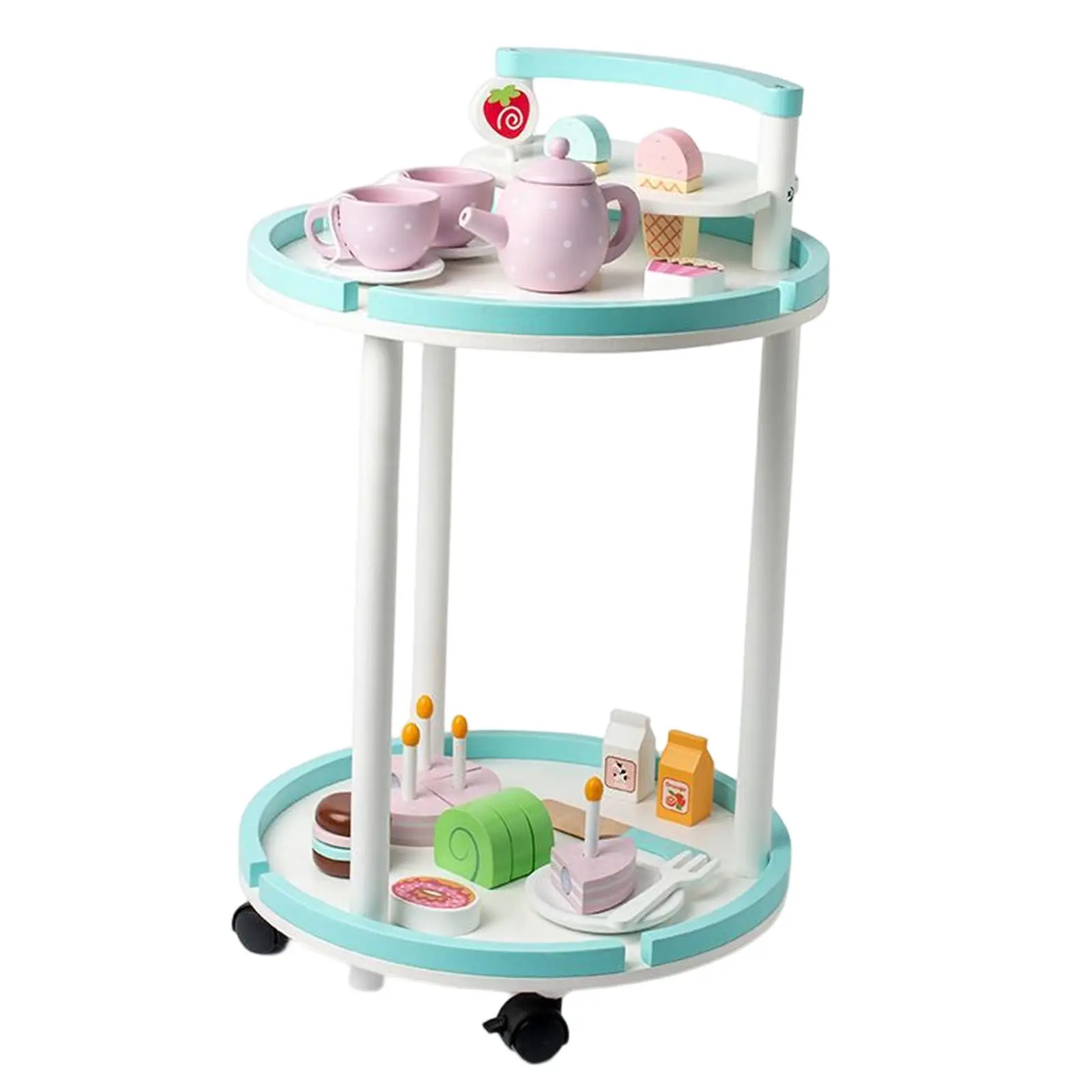 Afternoon Tea Trolley Toy with Universal Wheels Multipurpose for Daycare