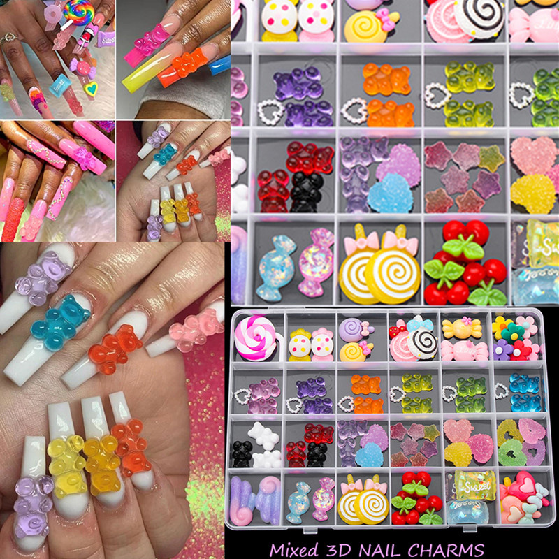 Best of 30pcs Resin Nail Charms 3D Cute Bear Lollipop Candy Jewelry FOR Girls Nail Art Decoration Kawaii Accessories DIY Mnaicure Design Reviews & Tips