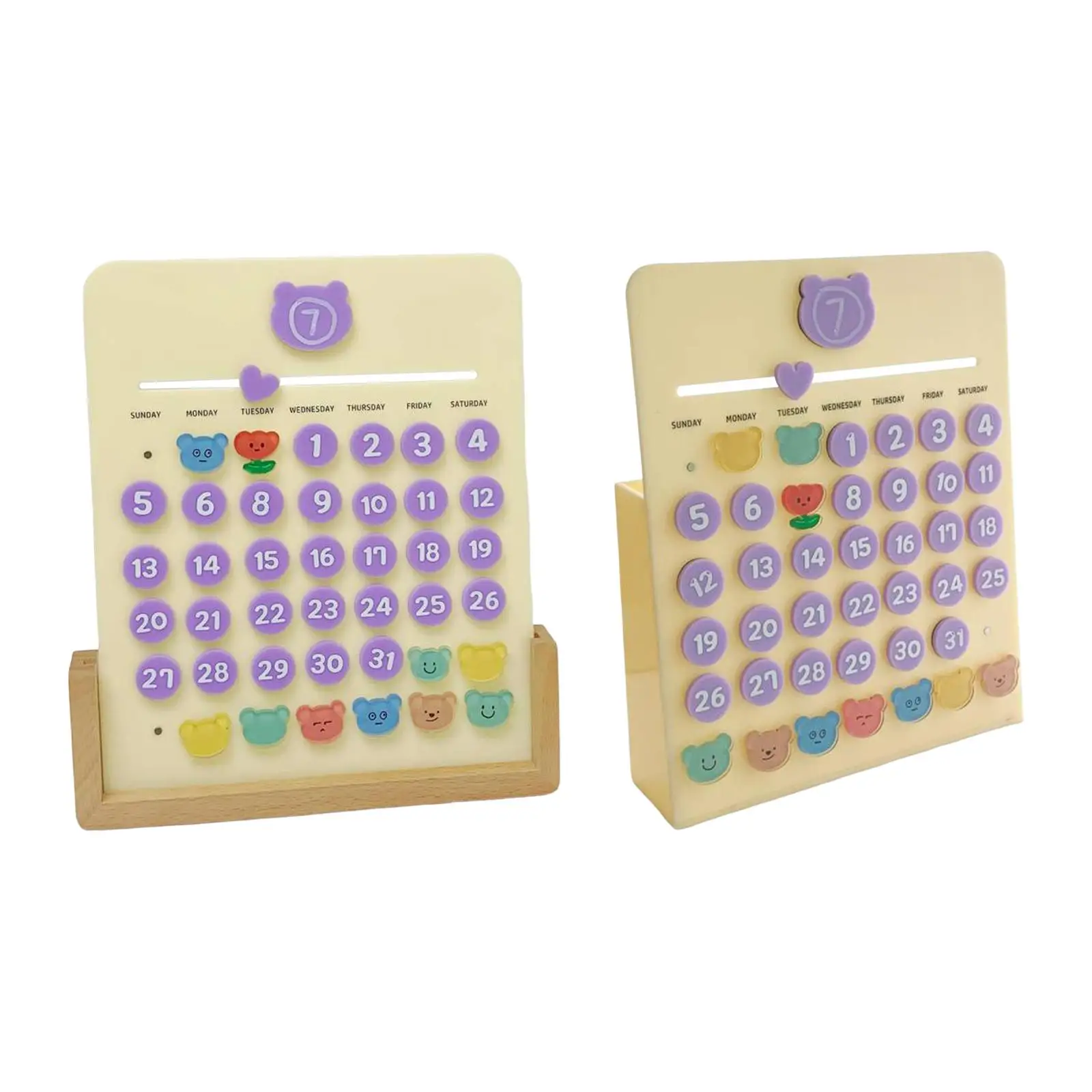 Perpetual Calendar Educational Toys Learn Months and Days of The Week Acrylic Children Learning Calendar for Desktop Shops Decor