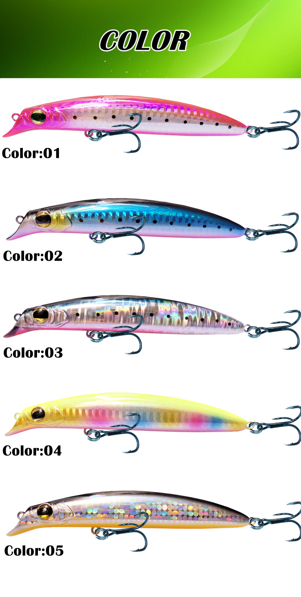 GREENSPIDER NEUE Wobbler 106 mm 18 g schwimmender harter Köder Minnow Kurbel Angelköder Wolfsbarsch Frisches Salzwasser – Detail 14