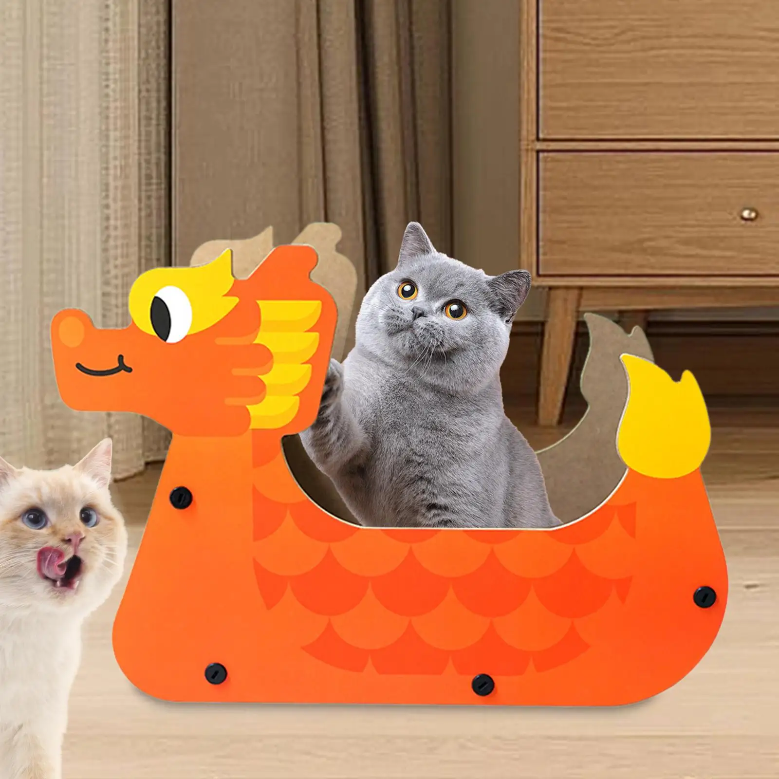 Cat Scratcher Cardboard Corrugated Scratching Pad Cats Training Toys Dragon Boat Shape Cat Scratching Board for Grinding Claw