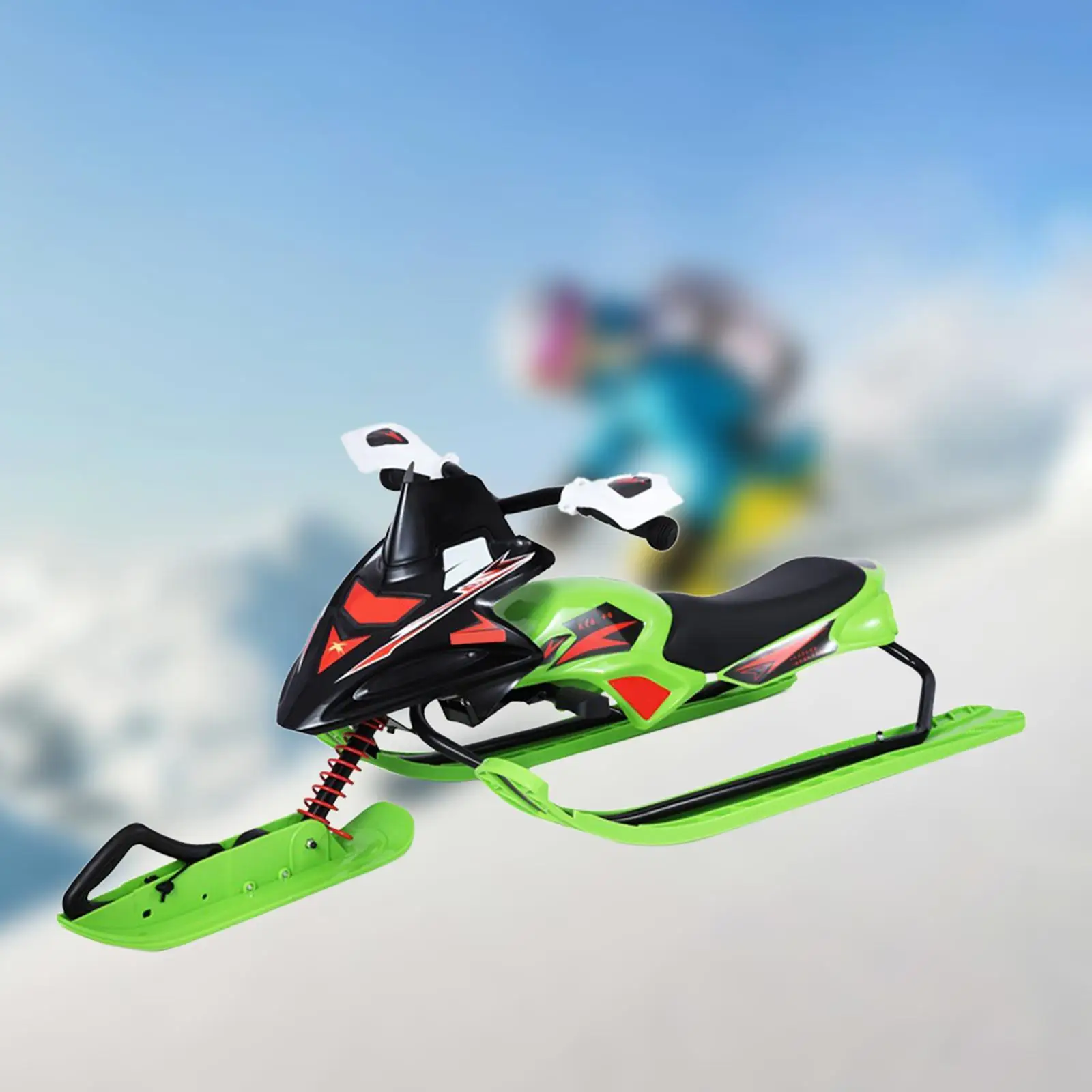 Snow Racer Sled with Steering Wheel and Bicycle Handle and Twin Brakes Snow Sledge Snowboard Snow Bike Sled for Kids Adult Teens