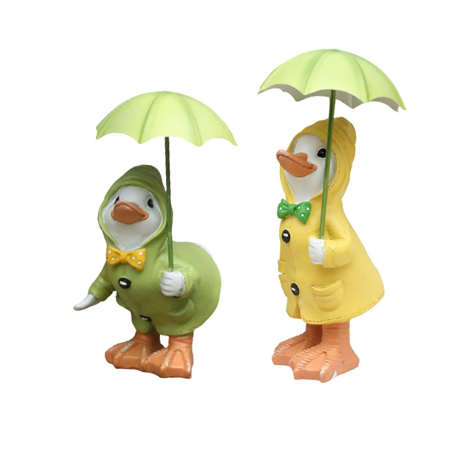 Garden Figurine Animal Ornament Raincoat Duck Statue Sculpture for Pool Yard