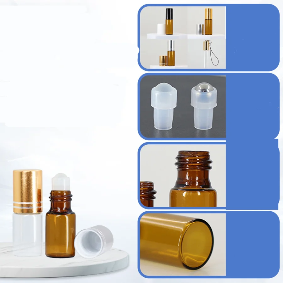 Best of 5PC Amber Roller Ball Essential Glass Oil Bottle Empty Perfume Roller Ball Refillable Liquid Container 1 / 2 / 3 / 5 / 10ML Makeup Tools Reviews & Tips - Image 3