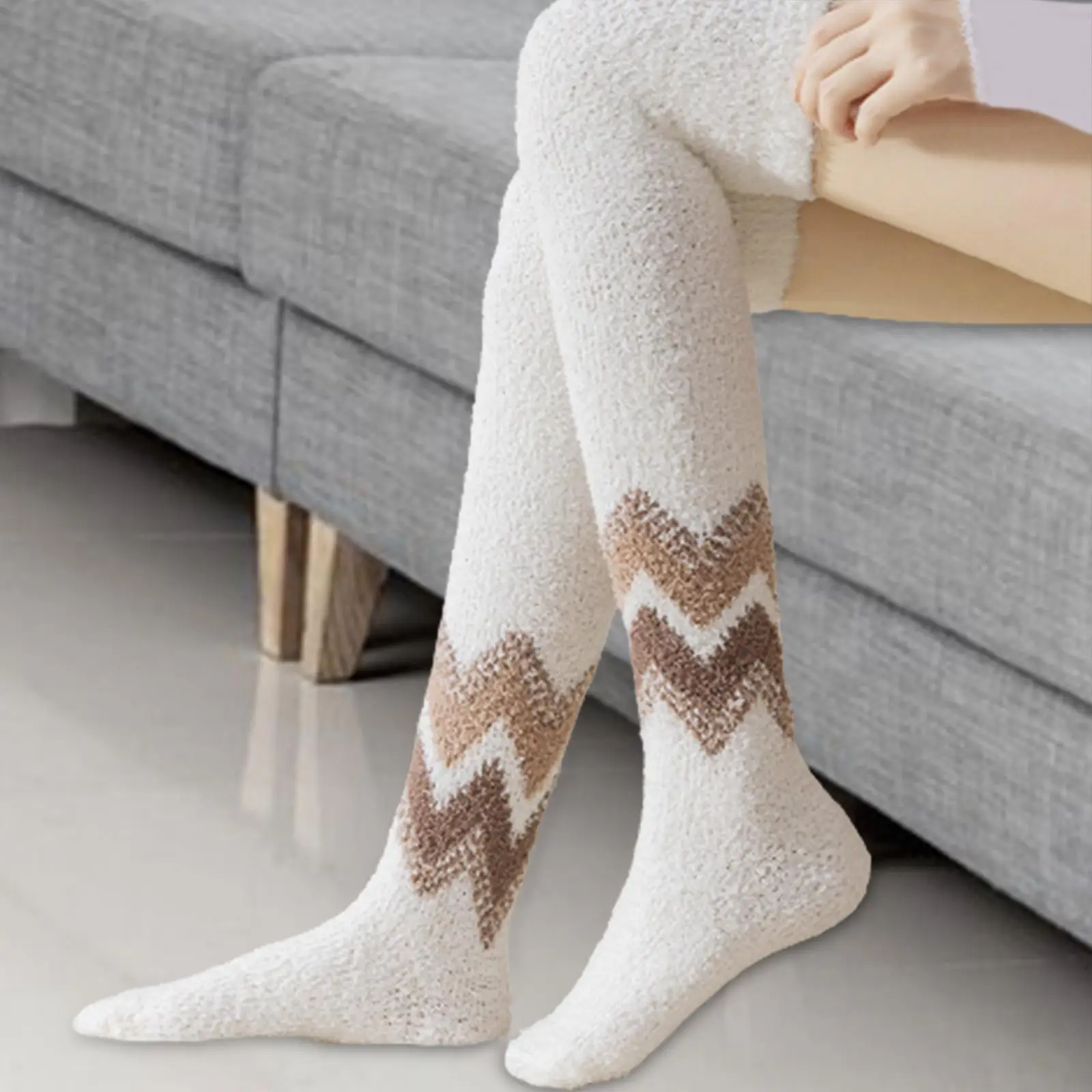 Womens Knee High Socks, Thigh High Socks, Plush Long Tube Knee Socks, Stylish Over Knee Socks Leg Warmers for Bedroom Home