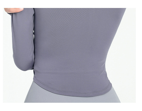 Langarm Shirt Halb Zip Vorne Kordelzug Yoga Tops Frau Sport Active Lauf Oben für Fitness Weibliche Bluse Gym Frauen – Detail 8