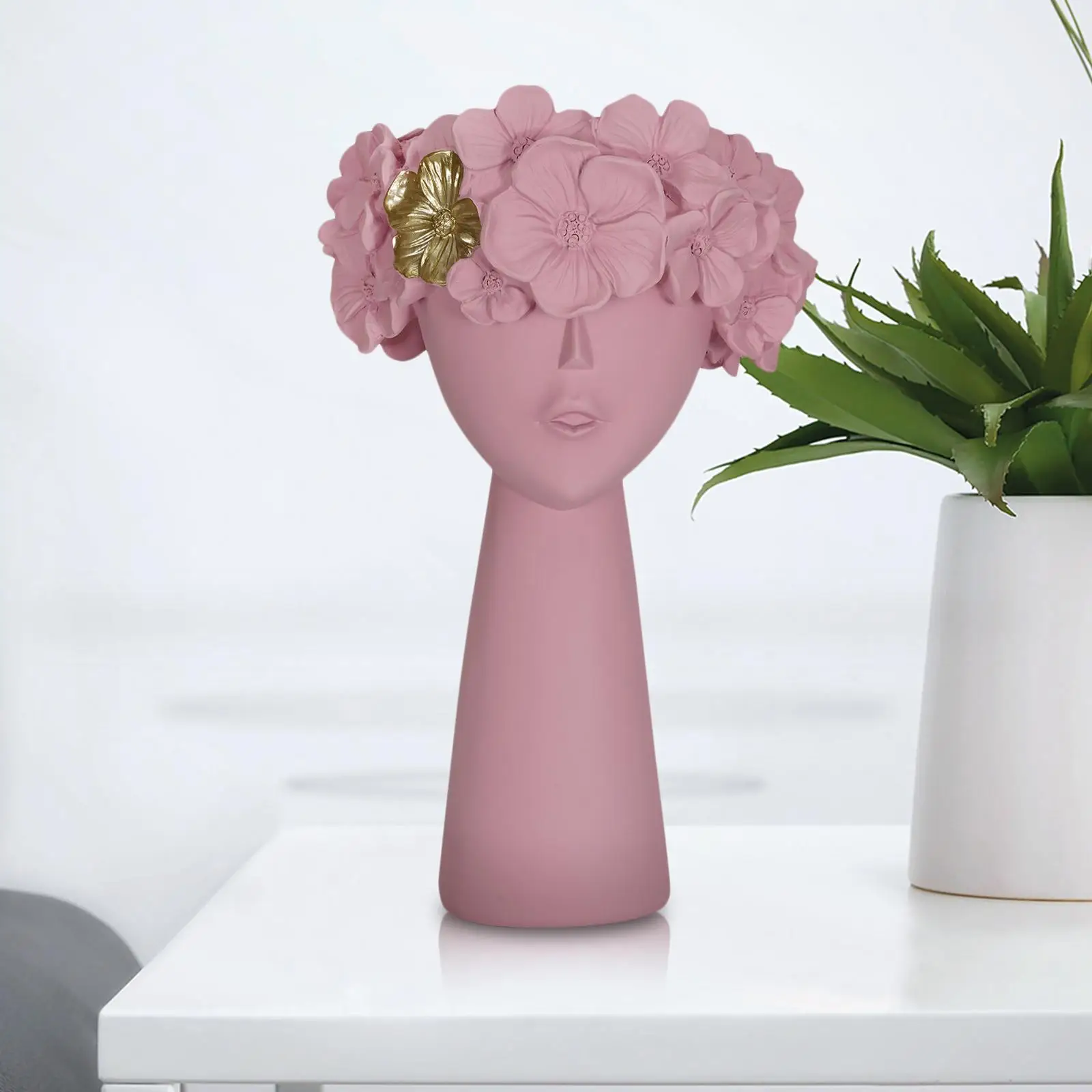 Human Head Shaped Dry Flower Vase Plants Planter Pot Wedding Home Desk Decor