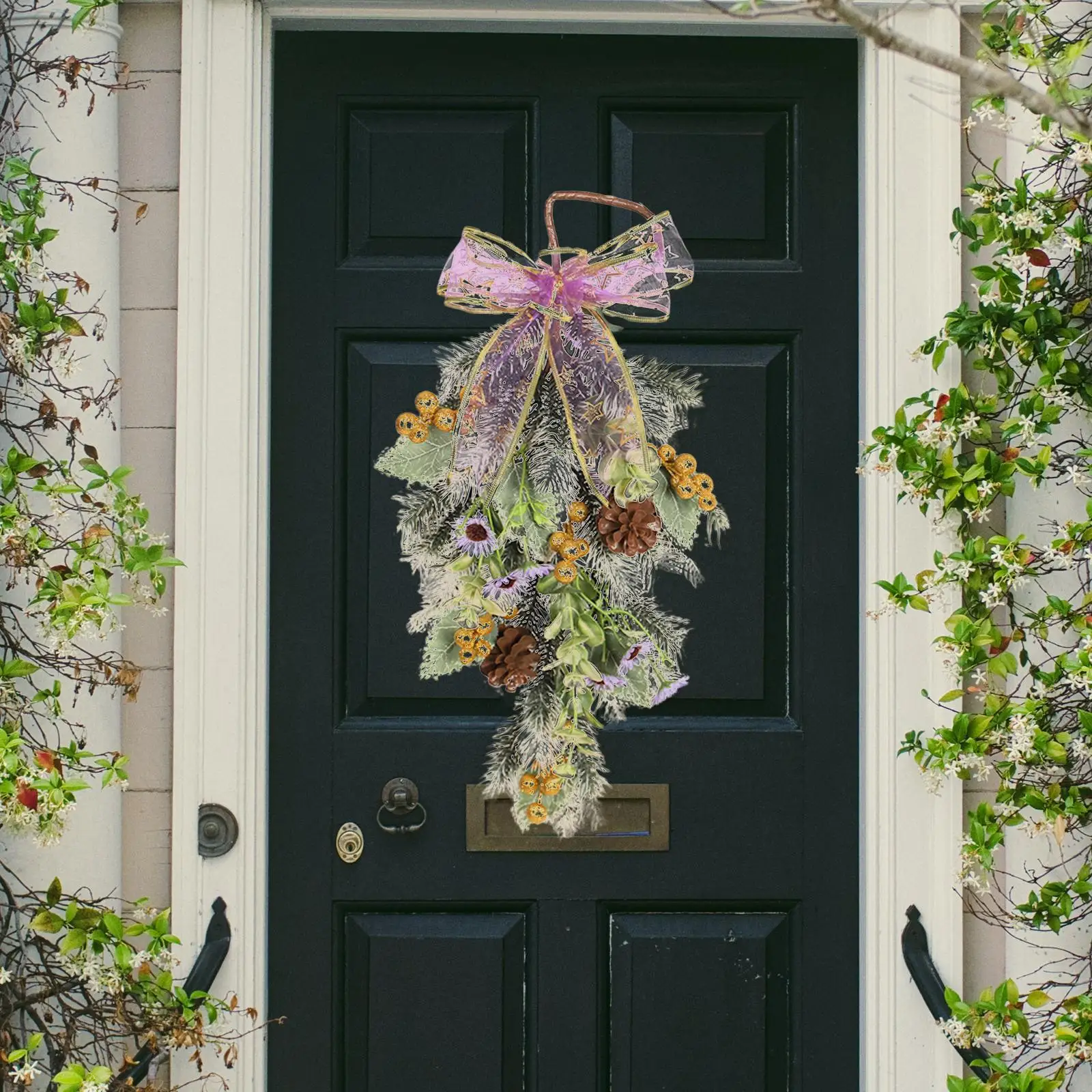 Christmas Teardrop Swag Door Wreath Winter Wall Hanging Artificial Garland Swag for Window Spring Summer Home Decor Gift